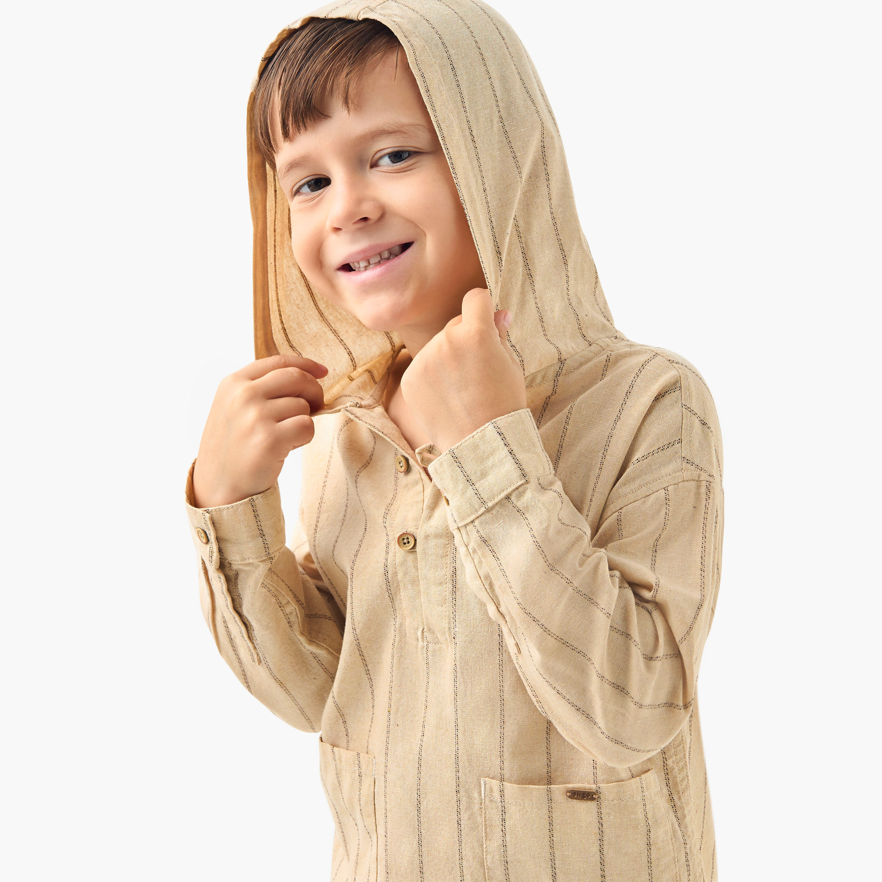 Eligo Striped Hooded Shirt with Long Sleeves-boys-clothing-shirts-image-5