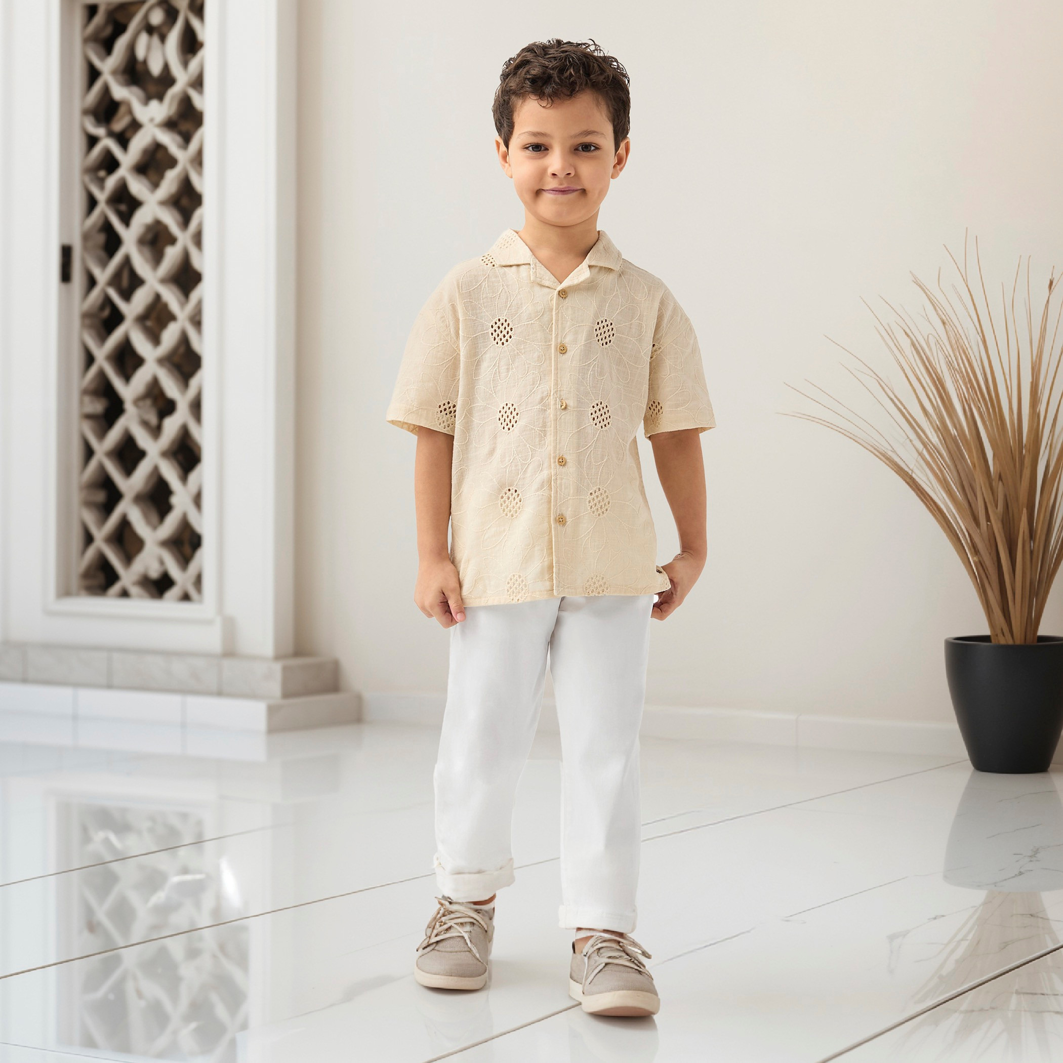 Eligo Embroidered Shirt with Short Sleeves-cpbaby-clothing-boys-tops-shirts-image-4