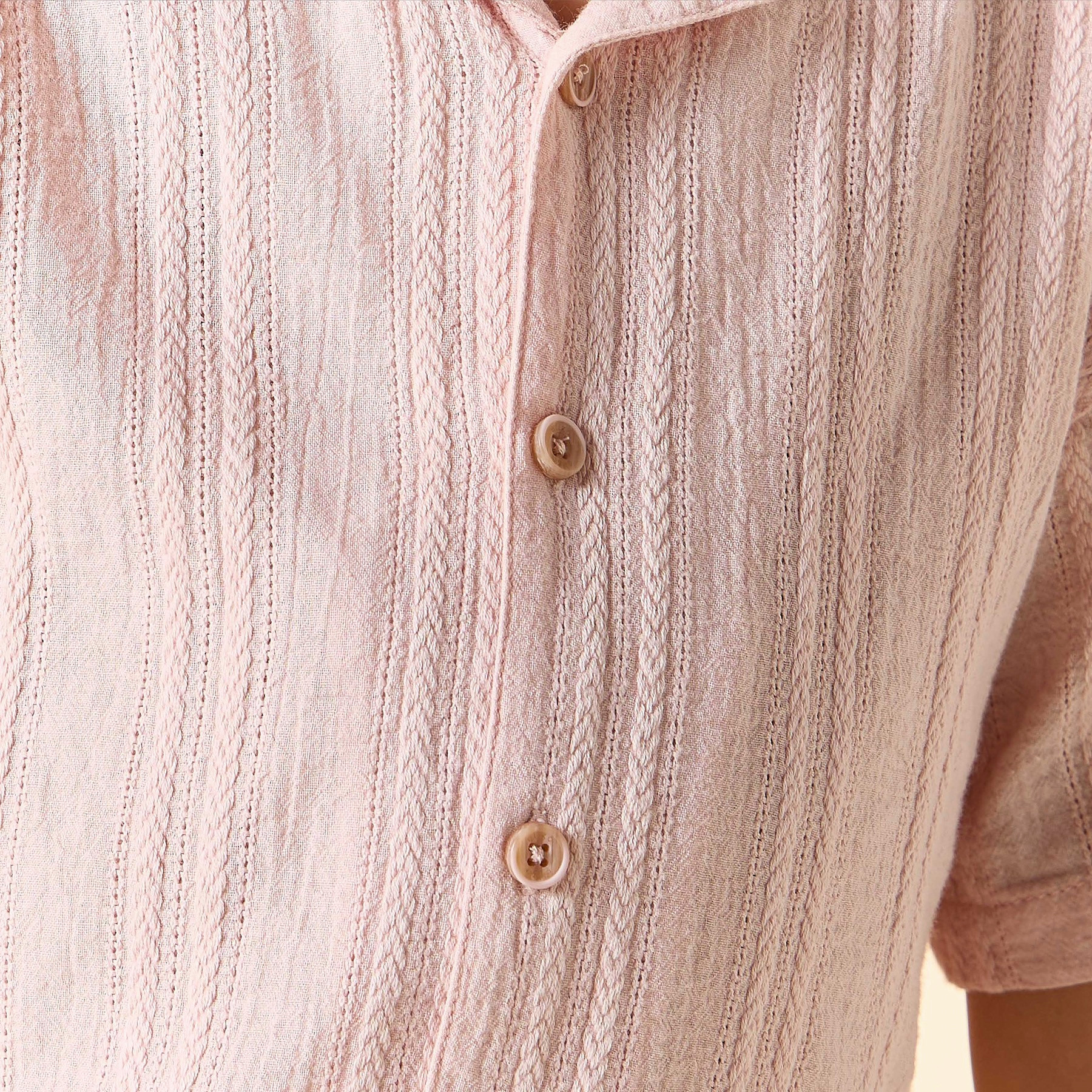 Eligo Textured Camp Collar Shirt with Short Sleeves-boys-clothing-shirts-image-5