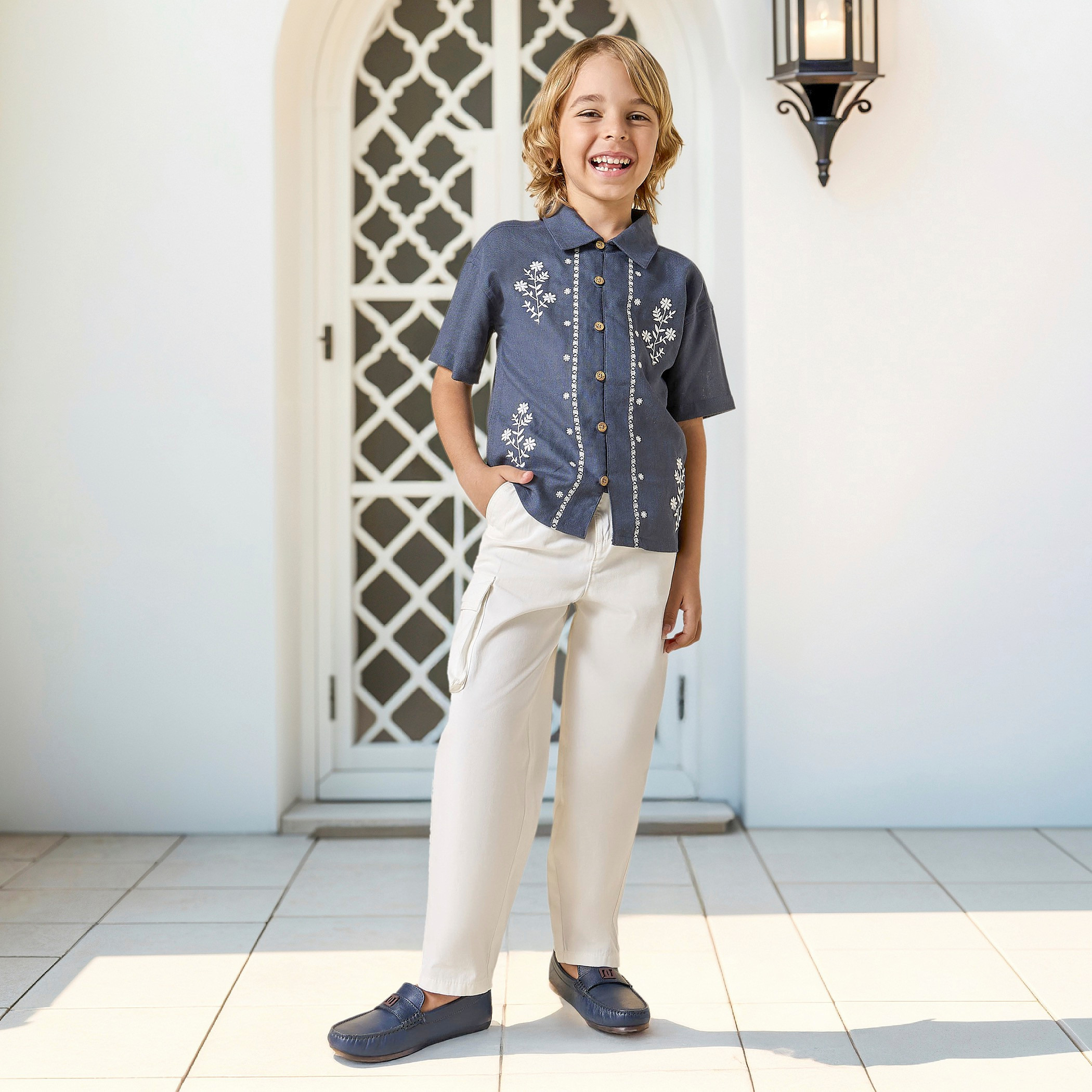 Eligo Embroidered Shirt with Short Sleeves-boys-clothing-shirts-image-2