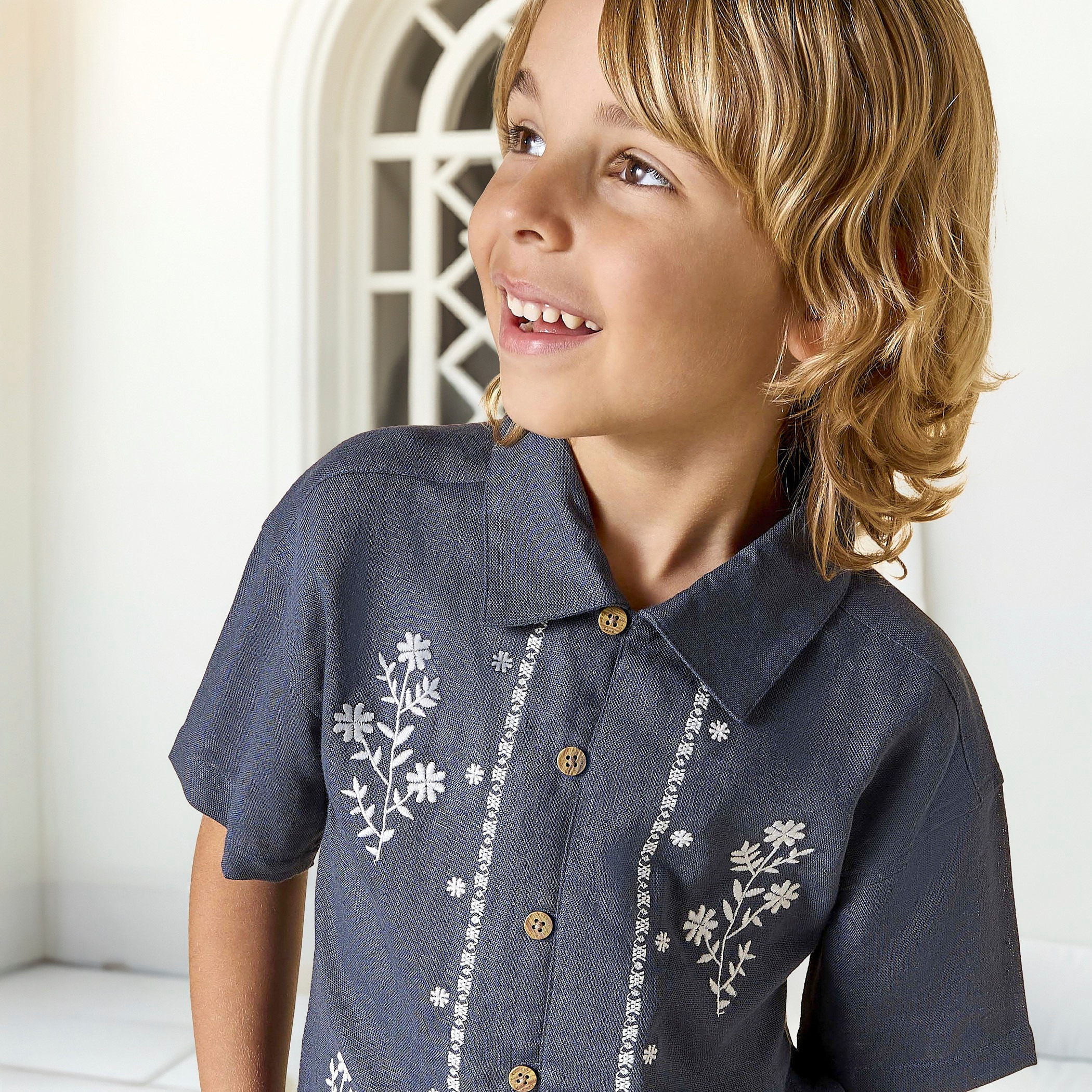 Eligo Embroidered Shirt with Short Sleeves-boys-clothing-shirts-image-4