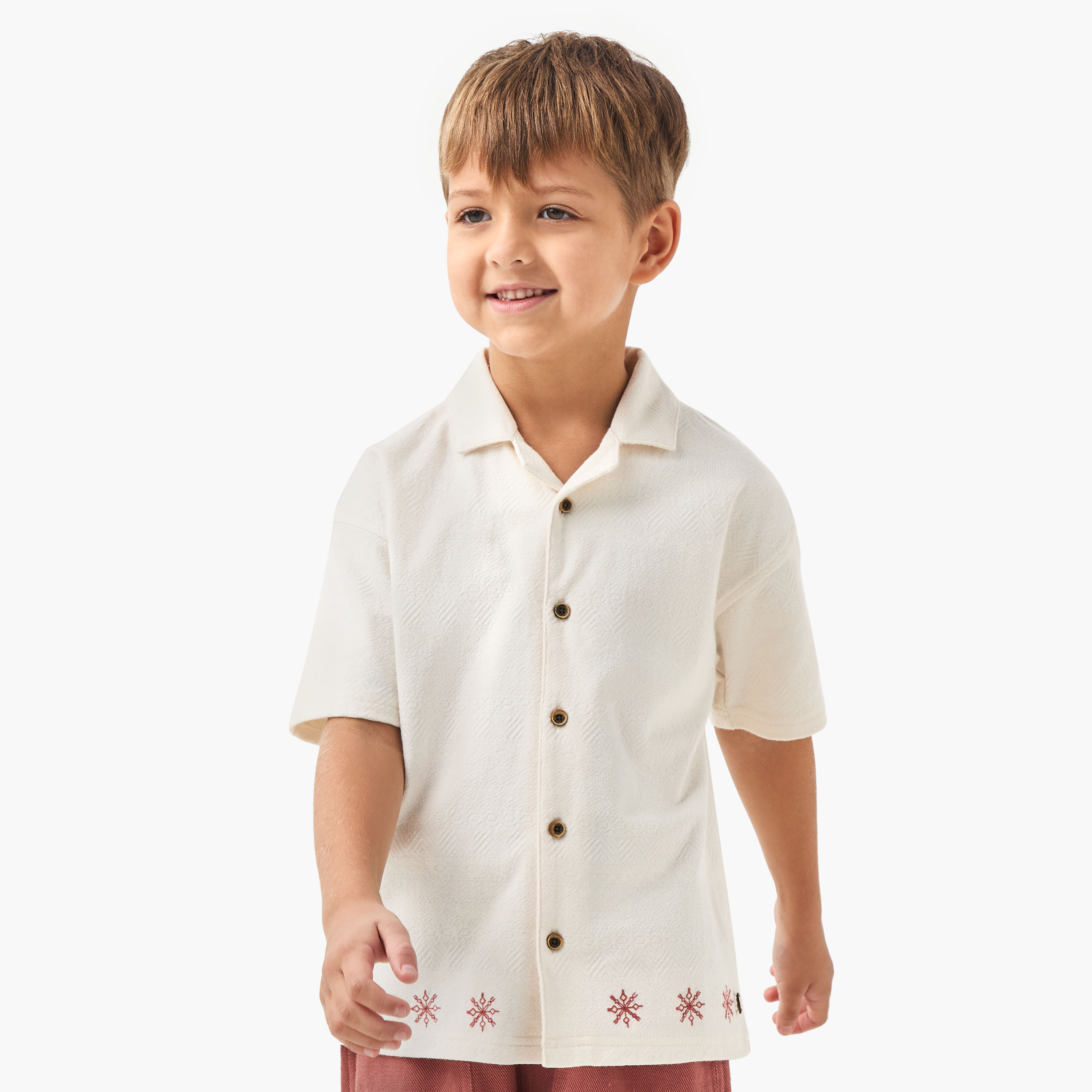 Eligo Embroidered Shirt Shirt with Short Sleeves and Button Closure-boys-clothing-shirts-image-1