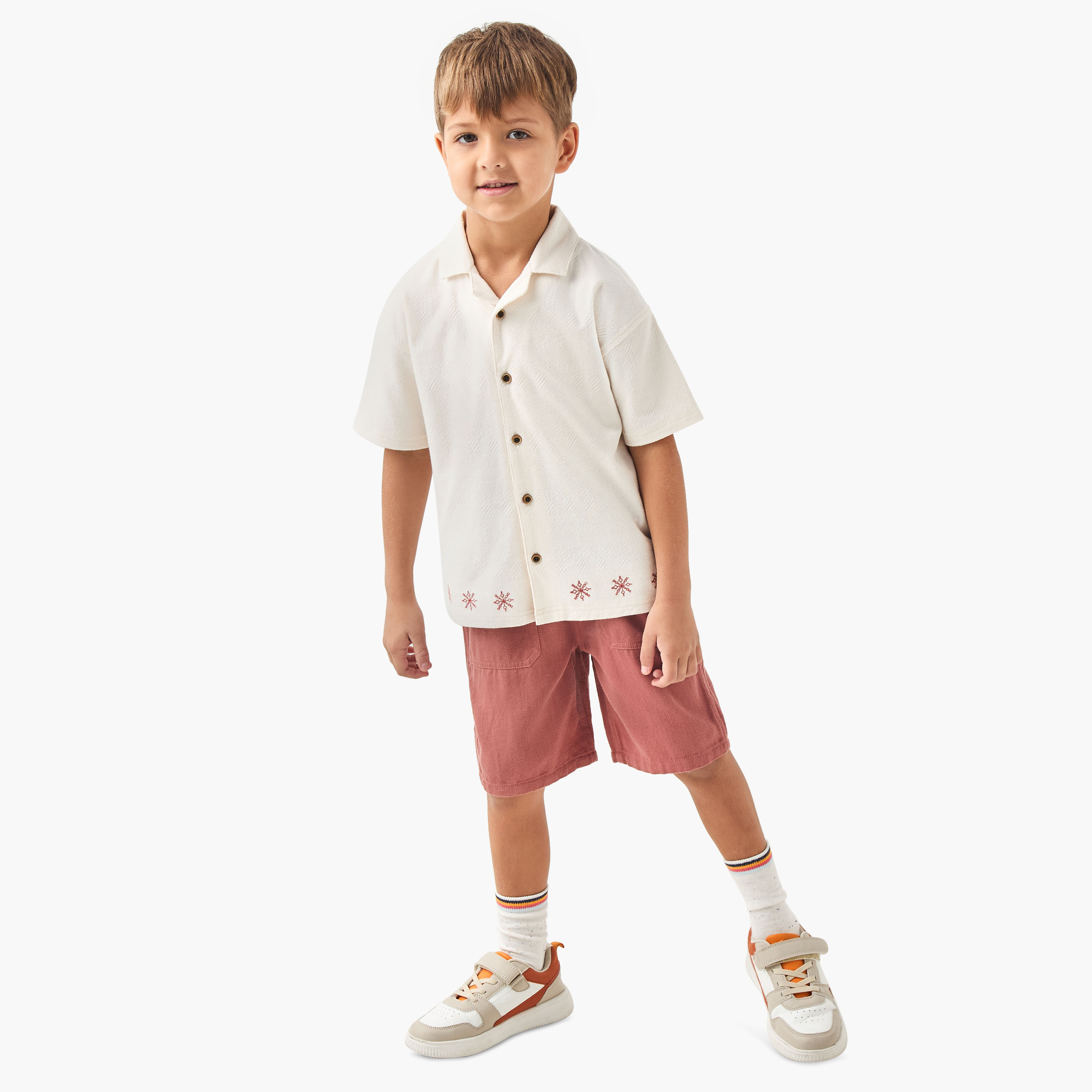 Eligo Embroidered Shirt Shirt with Short Sleeves and Button Closure-boys-clothing-shirts-image-2