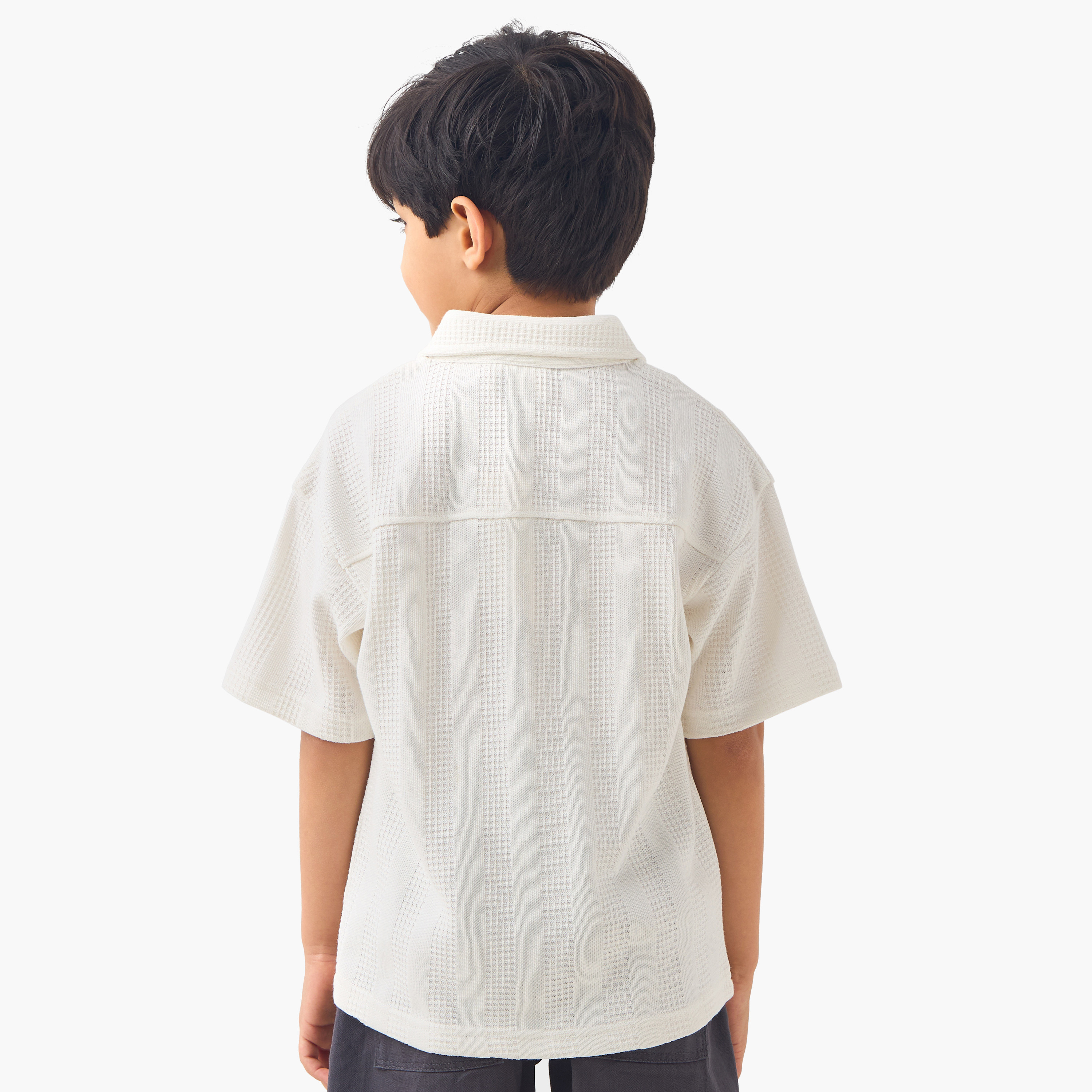 Eligo Embroidered Shirt with Camp Collar and Short Sleeves-boys-clothing-shirts-image-3