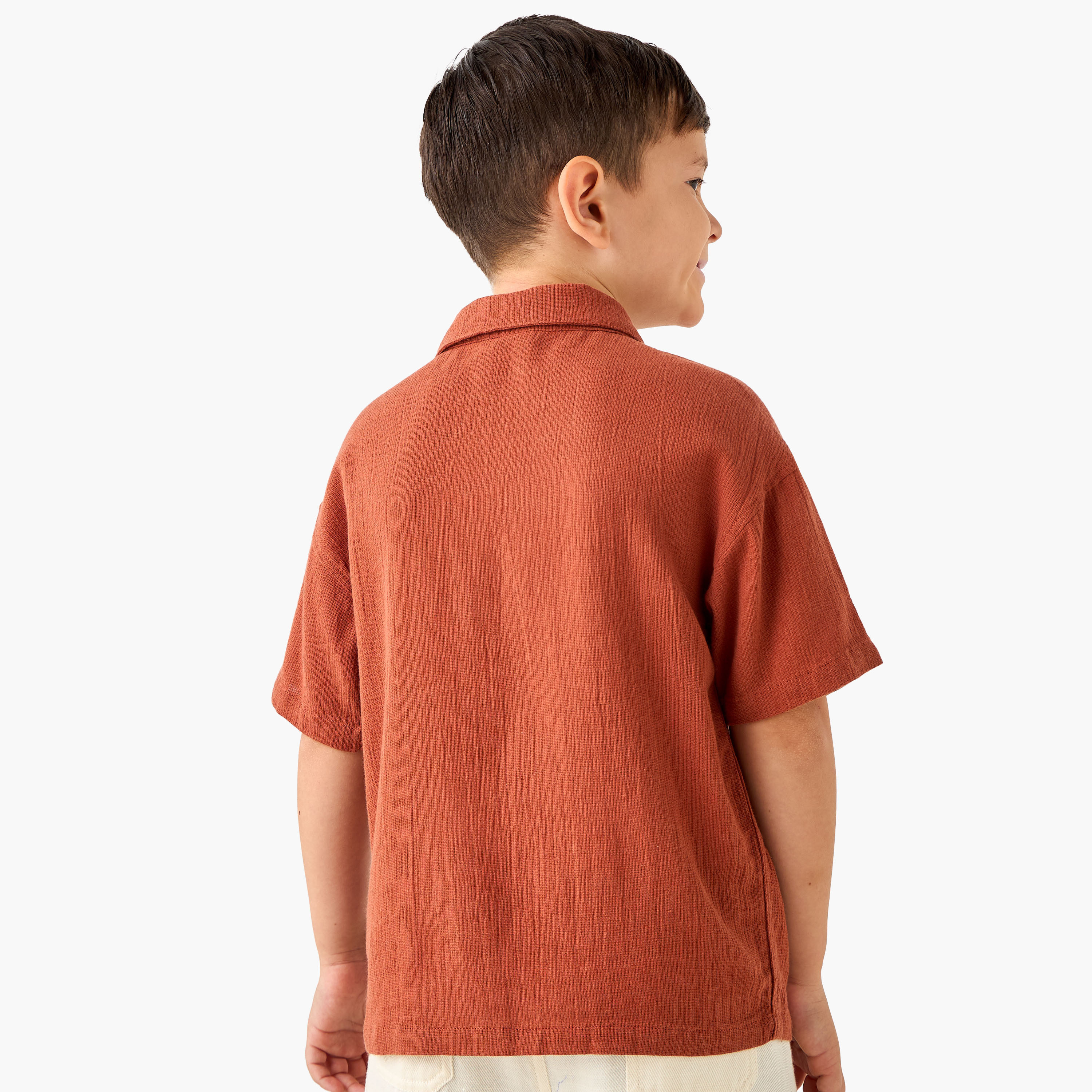 Eligo Textured Polo T-shirt with Short Sleeves and Chest Pocket-baby-boys-clothing-tshirtsandpolos-image-3