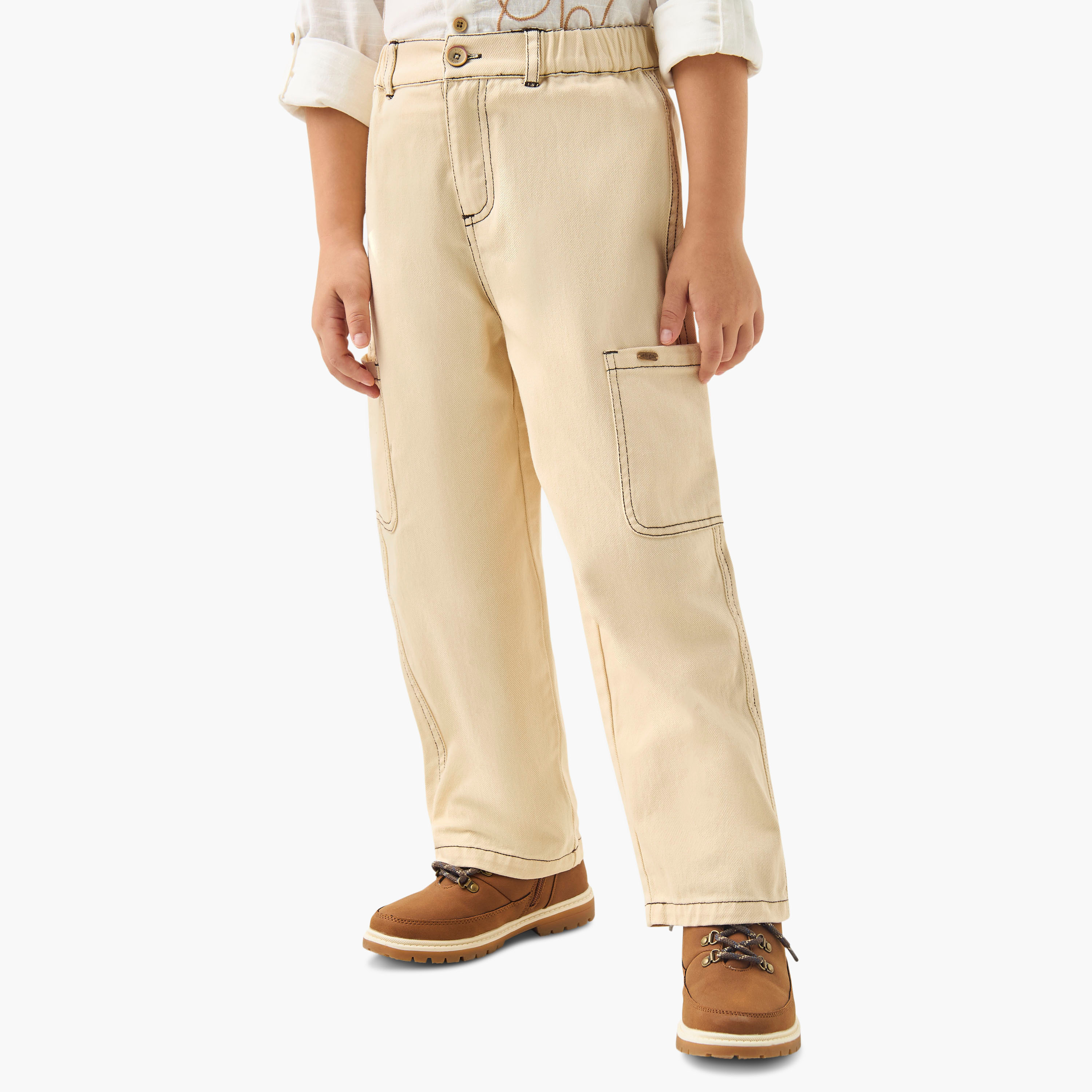 بنطلون سادة بأزرار وجيوب من إليجو -boys-clothing-bottoms-trousers-image-4