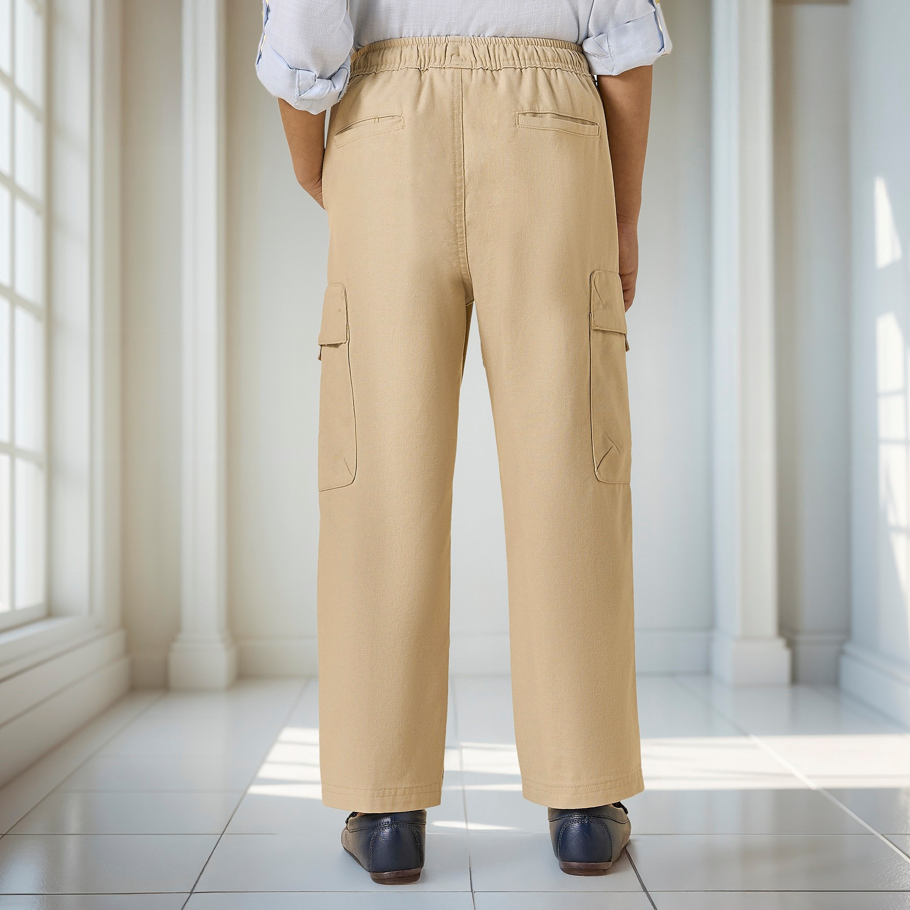 Eligo Solid Pull-On Cargo Pants with Drawstring Closure-boys-clothing-bottoms-trousers-image-3