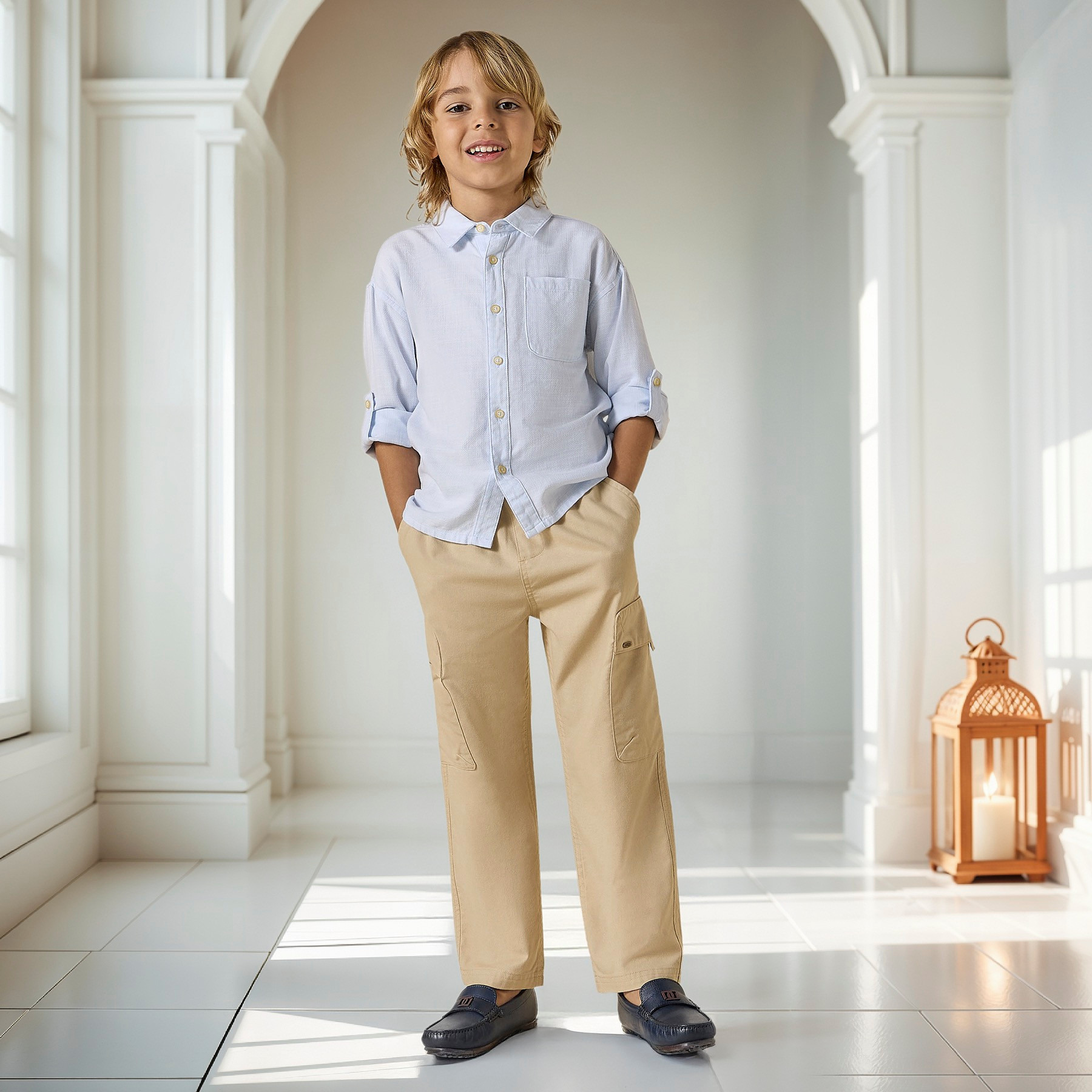 Eligo Solid Pull-On Cargo Pants with Drawstring Closure-boys-clothing-bottoms-trousers-image-4