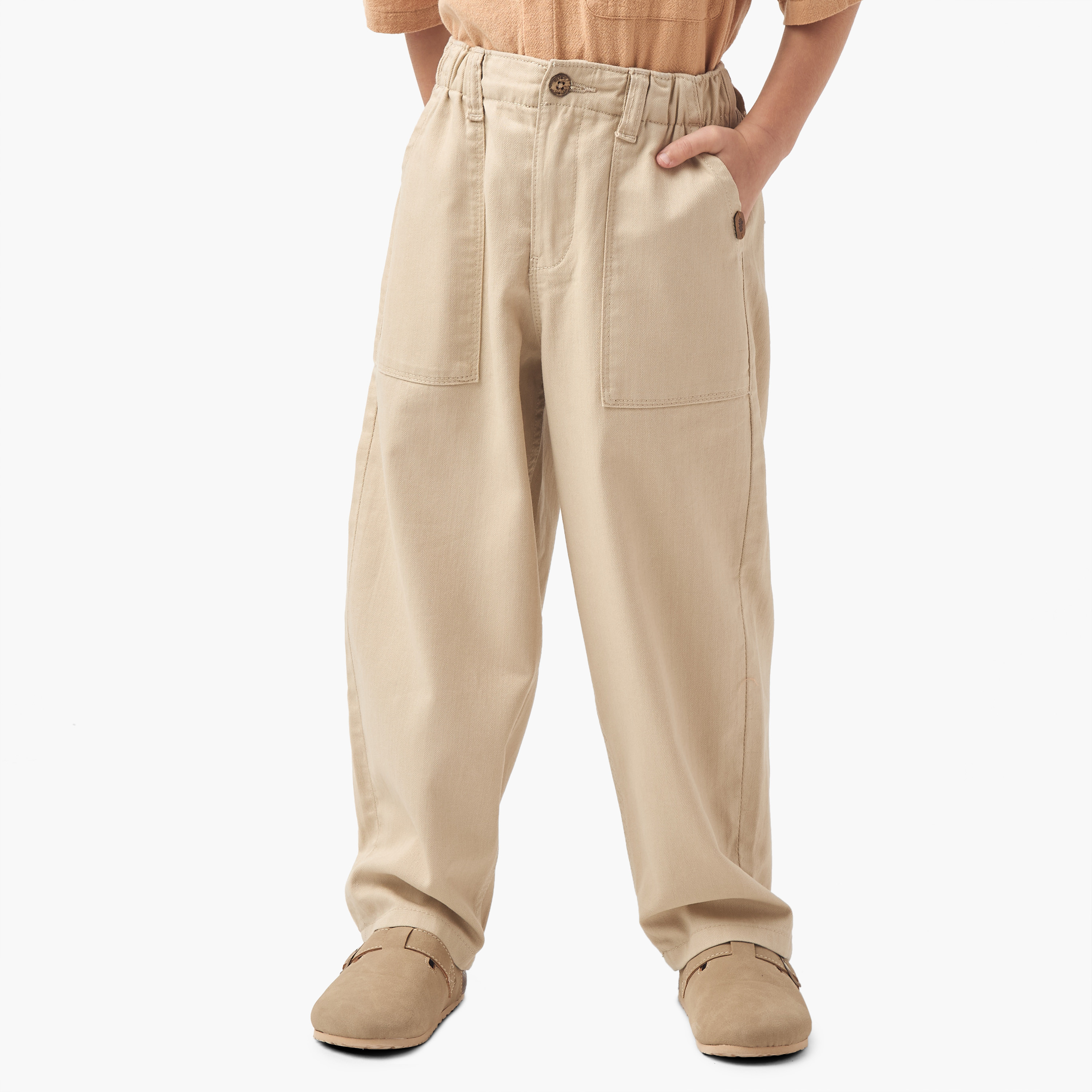 Eligo Solid Pants with Button Closure and Pockets-boys-clothing-bottoms-trousers-image-1