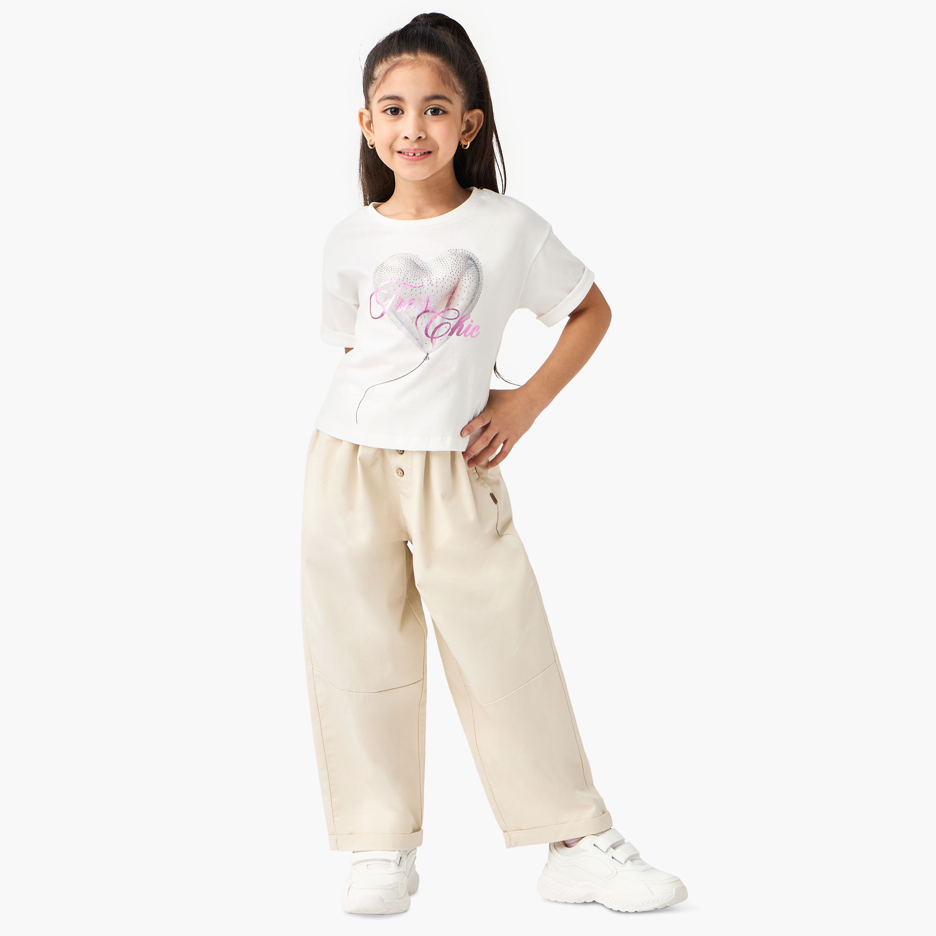 Eligo Solid Pants with Drawstring Closure and Pockets-girls-clothing-bottoms-trousers-image-2