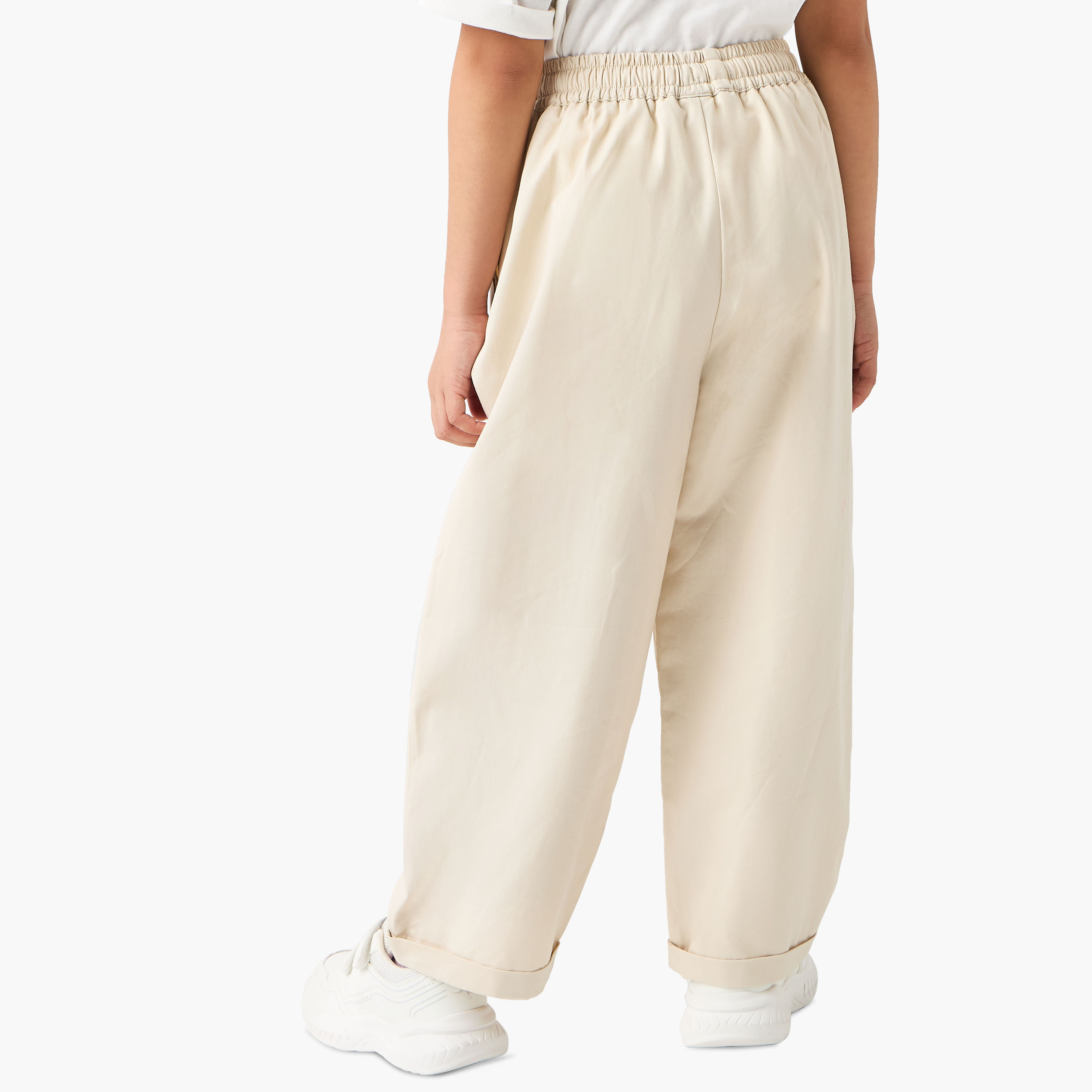 Eligo Solid Pants with Drawstring Closure and Pockets-girls-clothing-bottoms-trousers-image-3