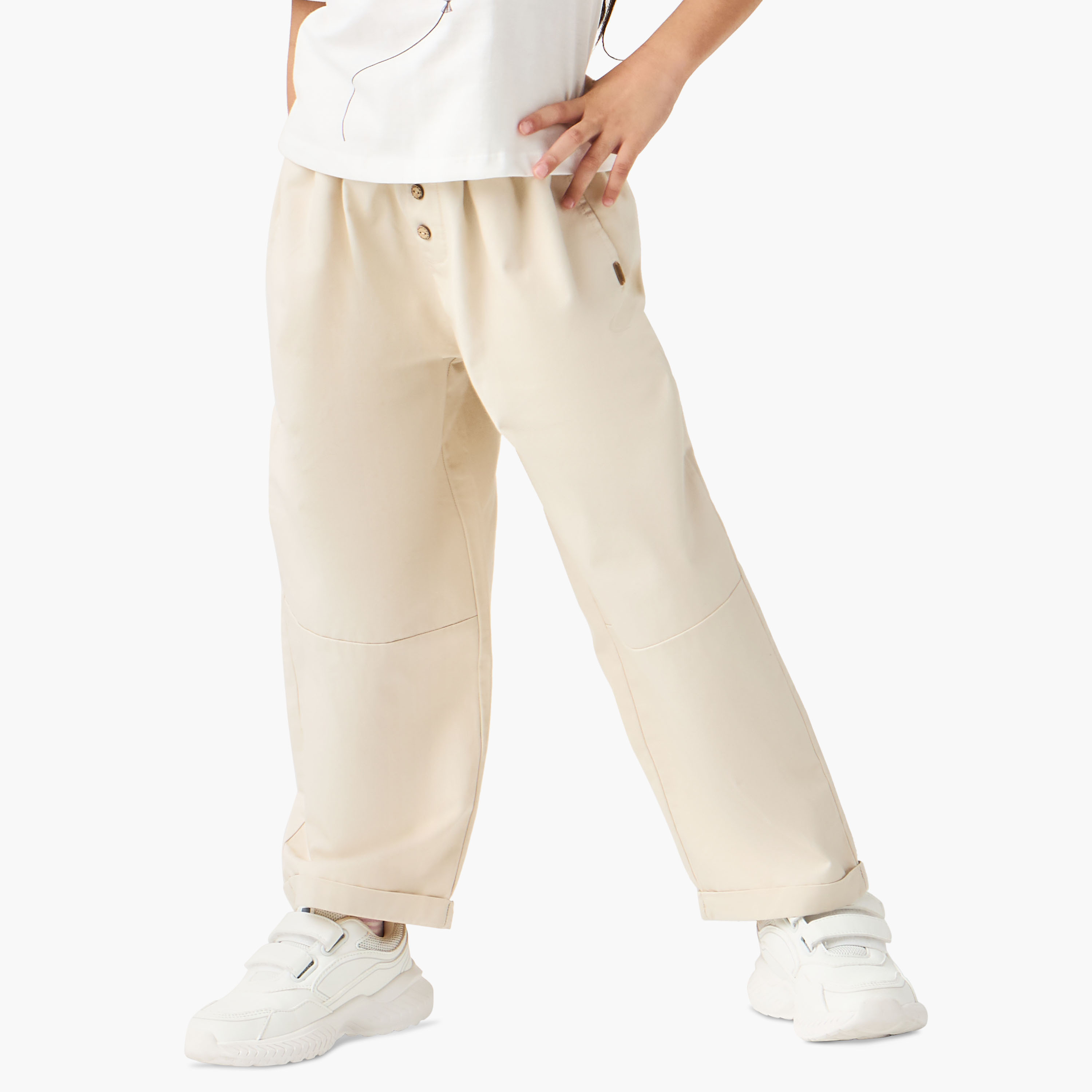 Eligo Solid Pants with Drawstring Closure and Pockets-girls-clothing-bottoms-trousers-image-6