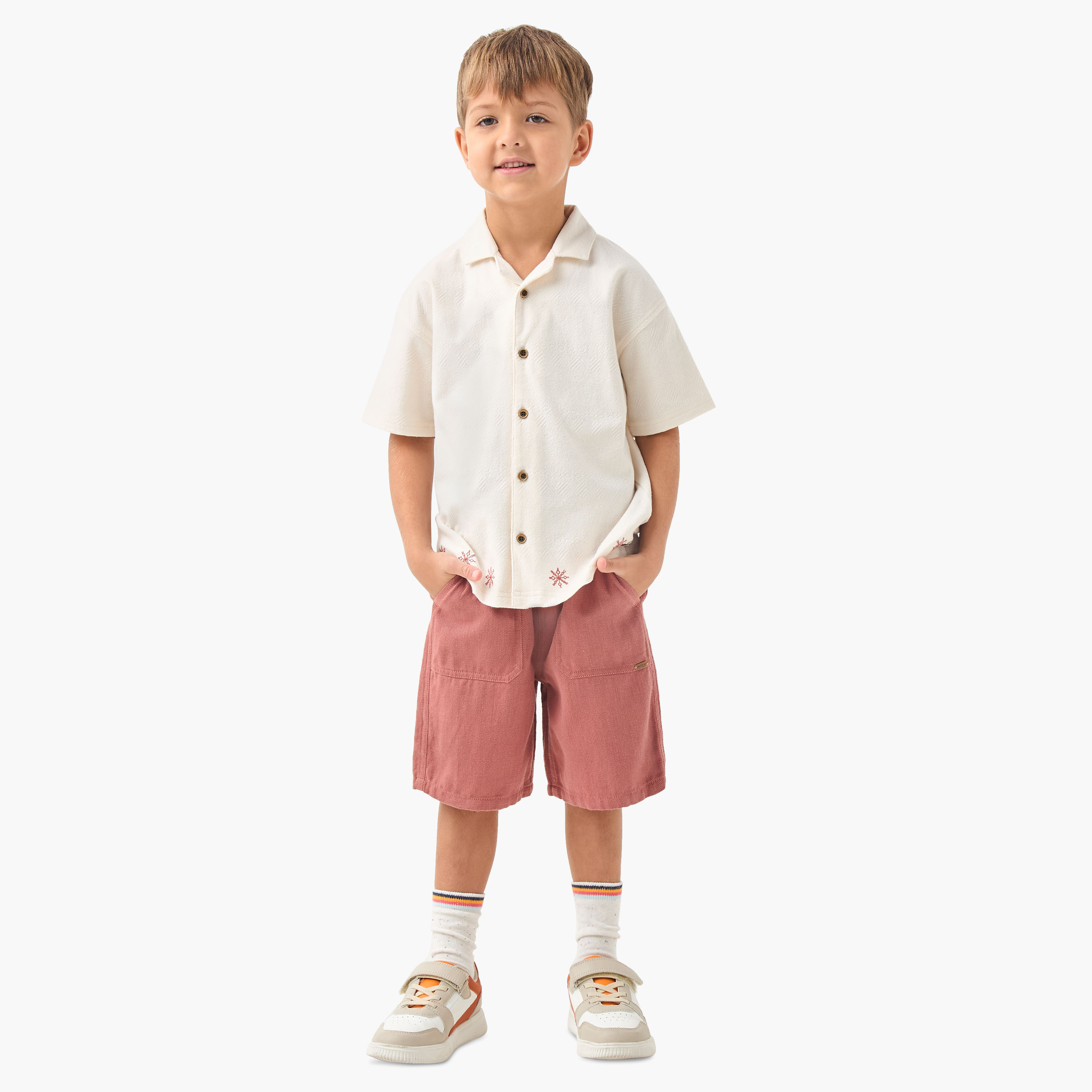 Eligo Solid Shorts with Drawstring Closure and Pockets-boys-clothing-bottoms-trousers-image-2