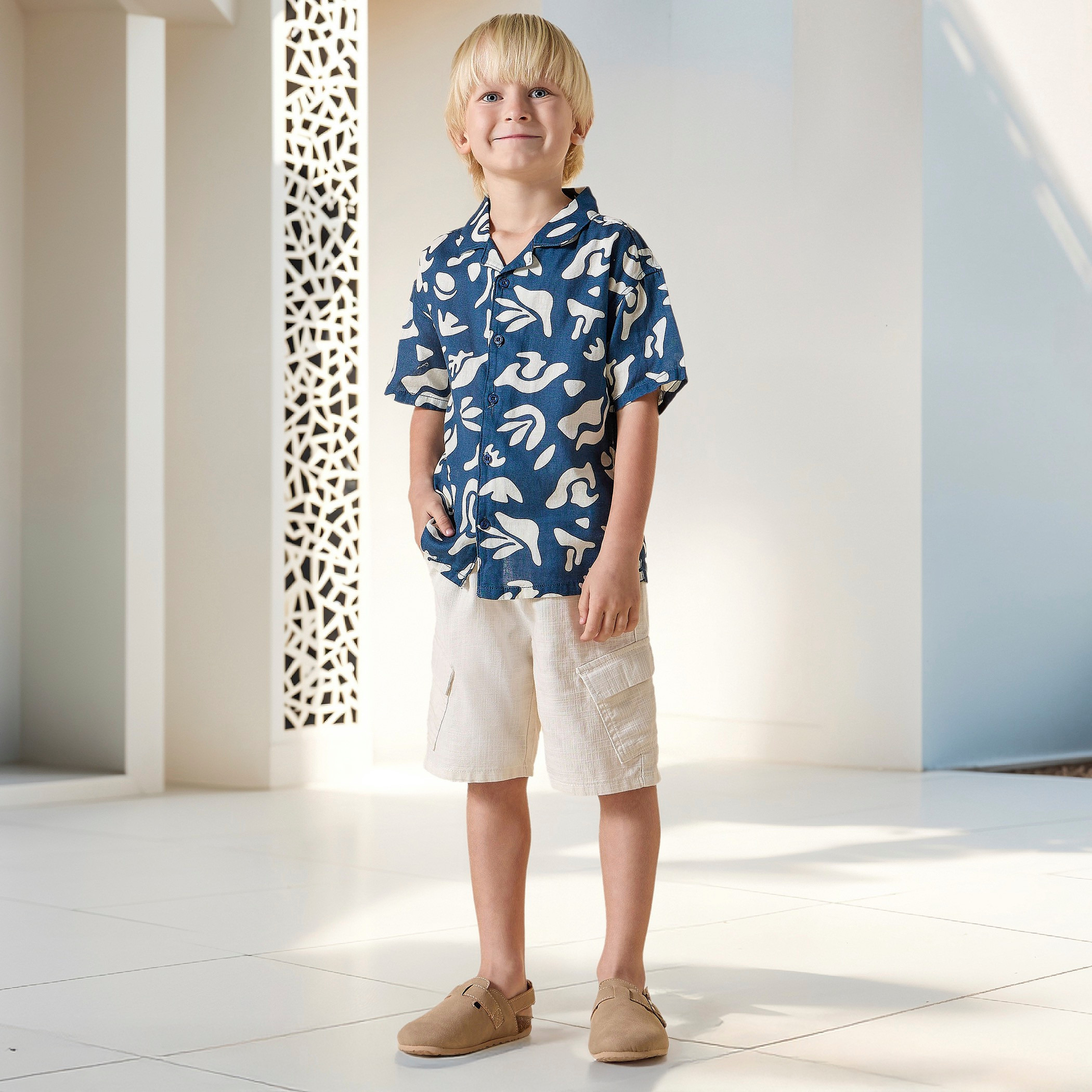 Eligo Solid Pull-On Cargo Shorts with Pockets and Drawstring Closure-boys-clothing-bottoms-shorts-image-1