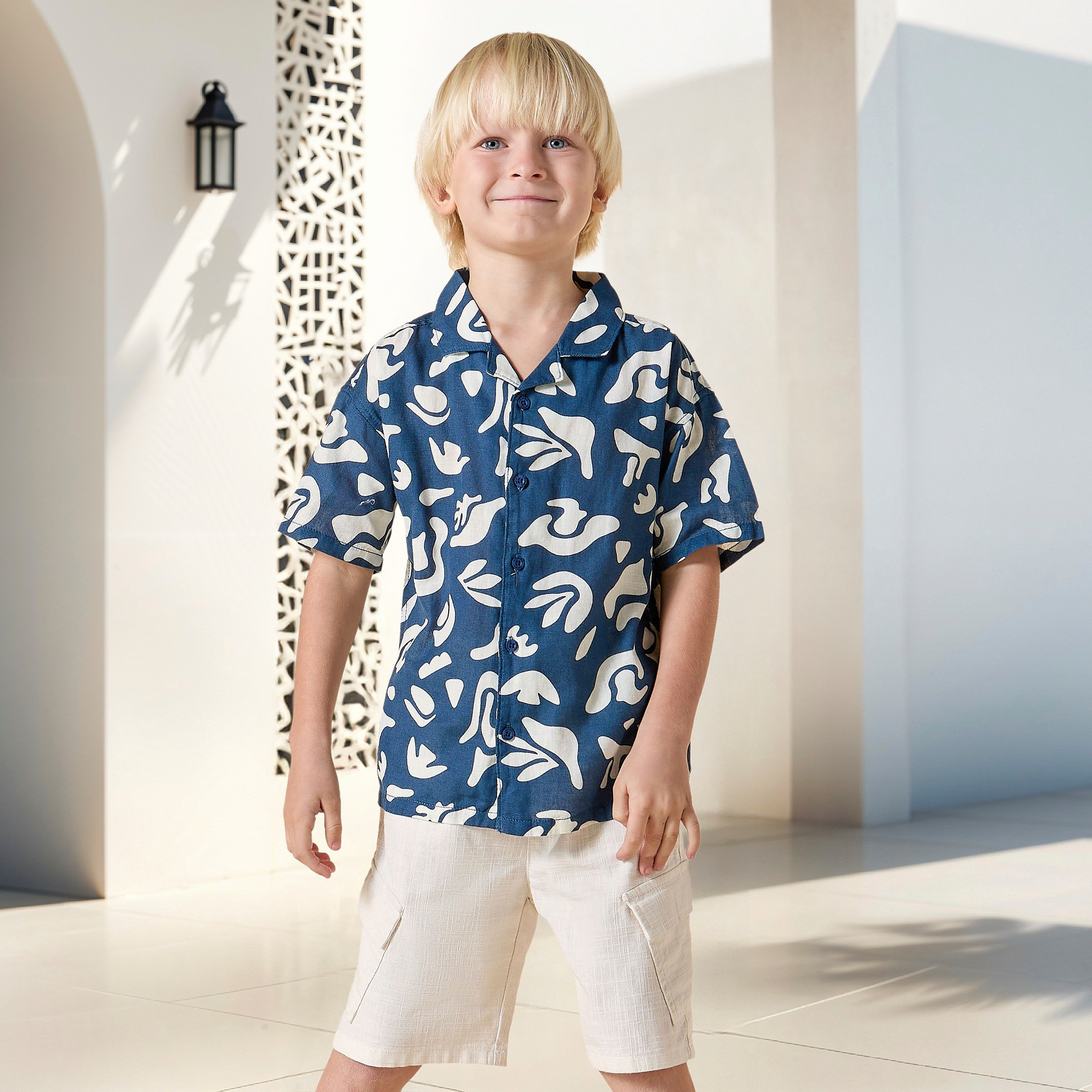 Eligo Solid Pull-On Cargo Shorts with Pockets and Drawstring Closure-boys-clothing-bottoms-shorts-image-2