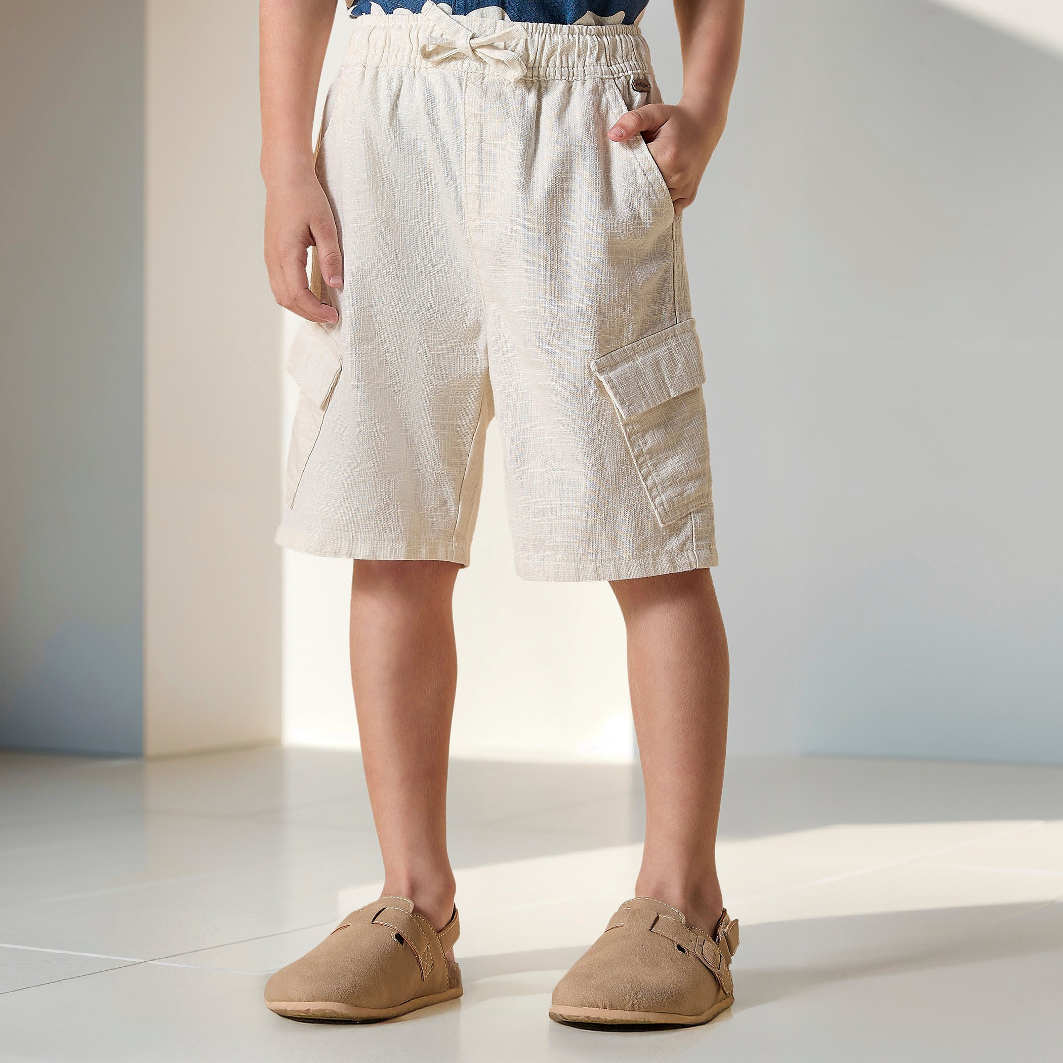 Eligo Solid Pull-On Cargo Shorts with Pockets and Drawstring Closure-boys-clothing-bottoms-shorts-image-3