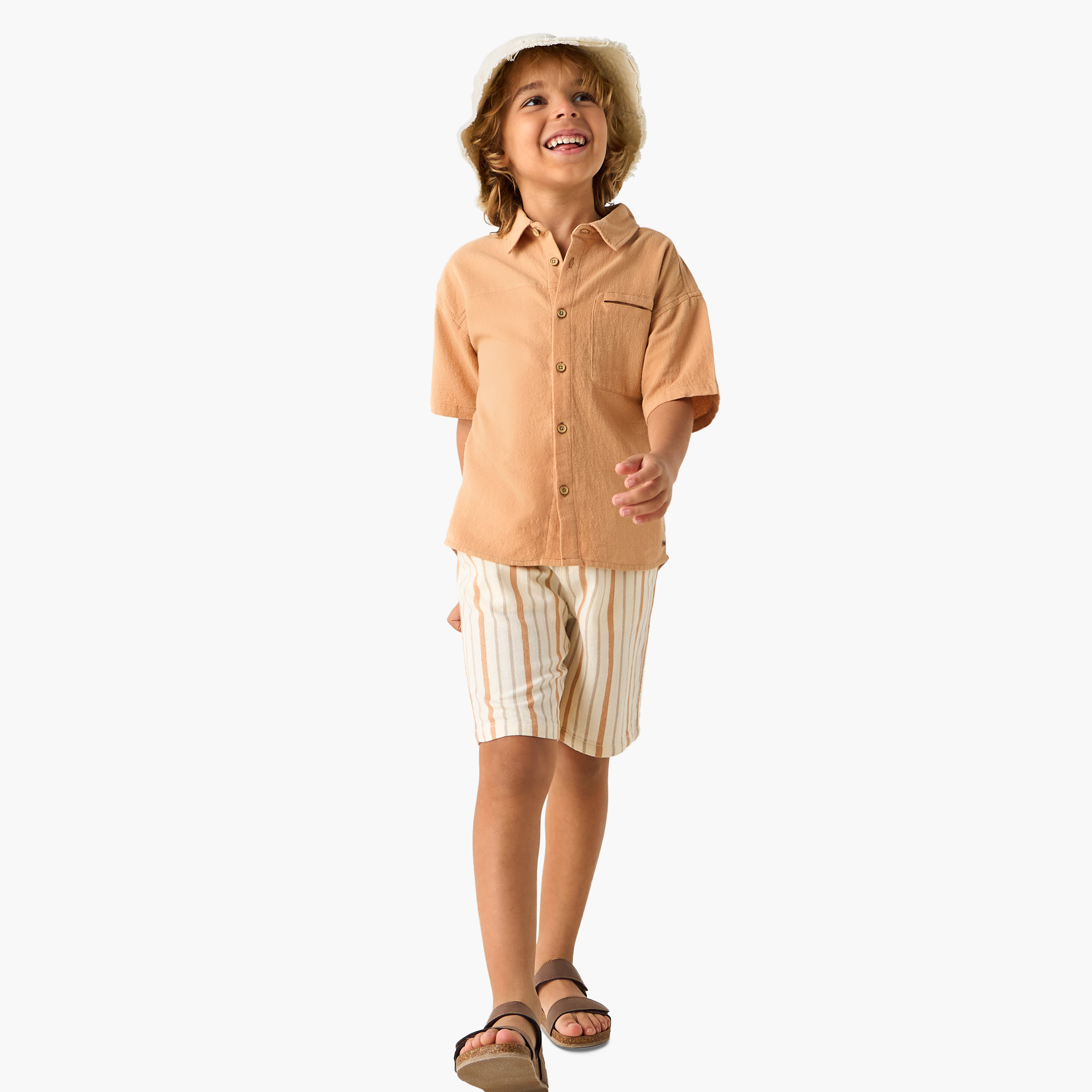 Eligo Striped Shorts with Elasticated Waistband and Pockets-boys-clothing-bottoms-shorts-image-2