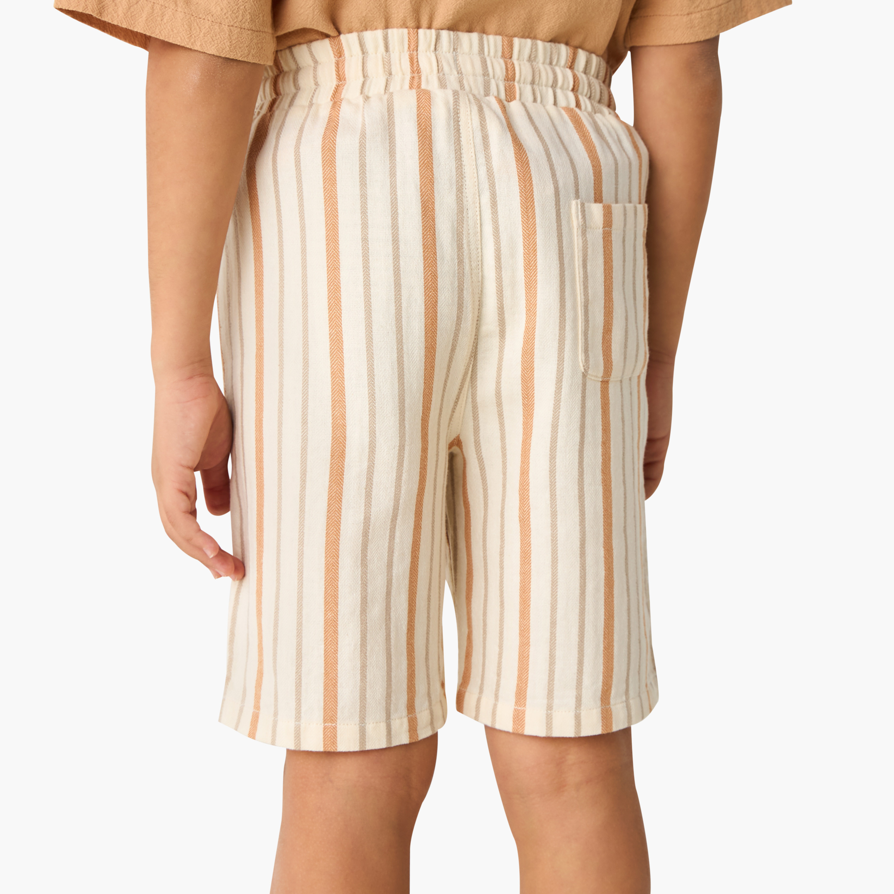 Eligo Striped Shorts with Elasticated Waistband and Pockets-boys-clothing-bottoms-shorts-image-3