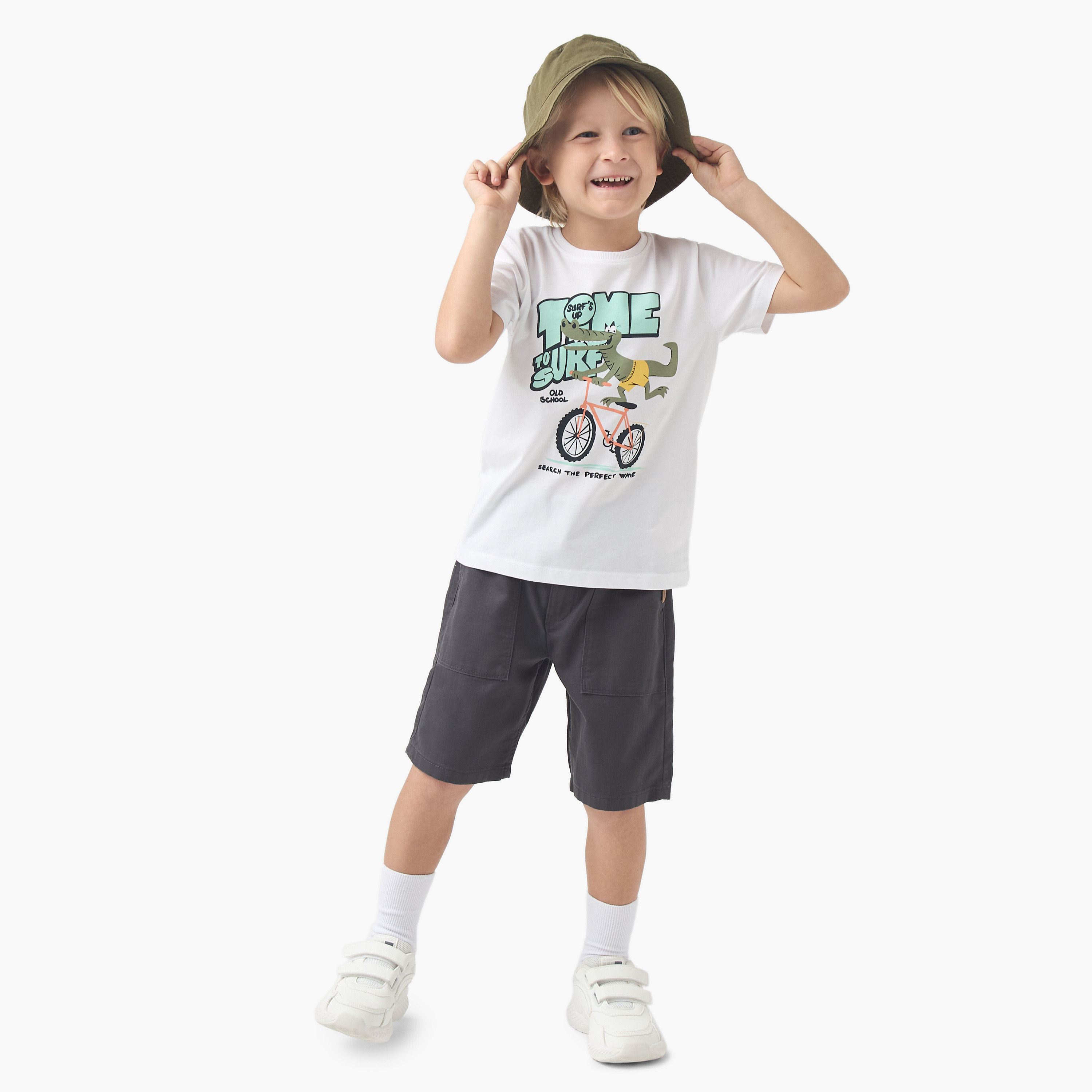Eligo Solid Shorts with Button Closure and Pockets-boys-clothing-bottoms-shorts-image-2