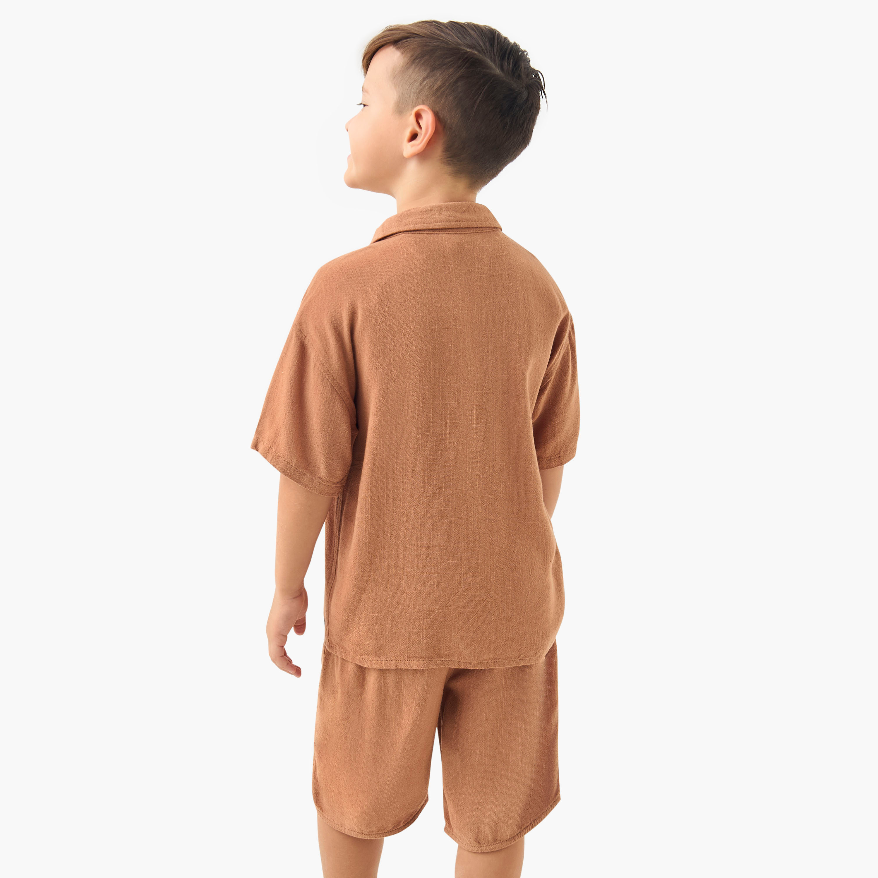 Eligo Textured Short Sleeves Shirt and Shorts Set-boys-clothing-setsandcoords-image-3
