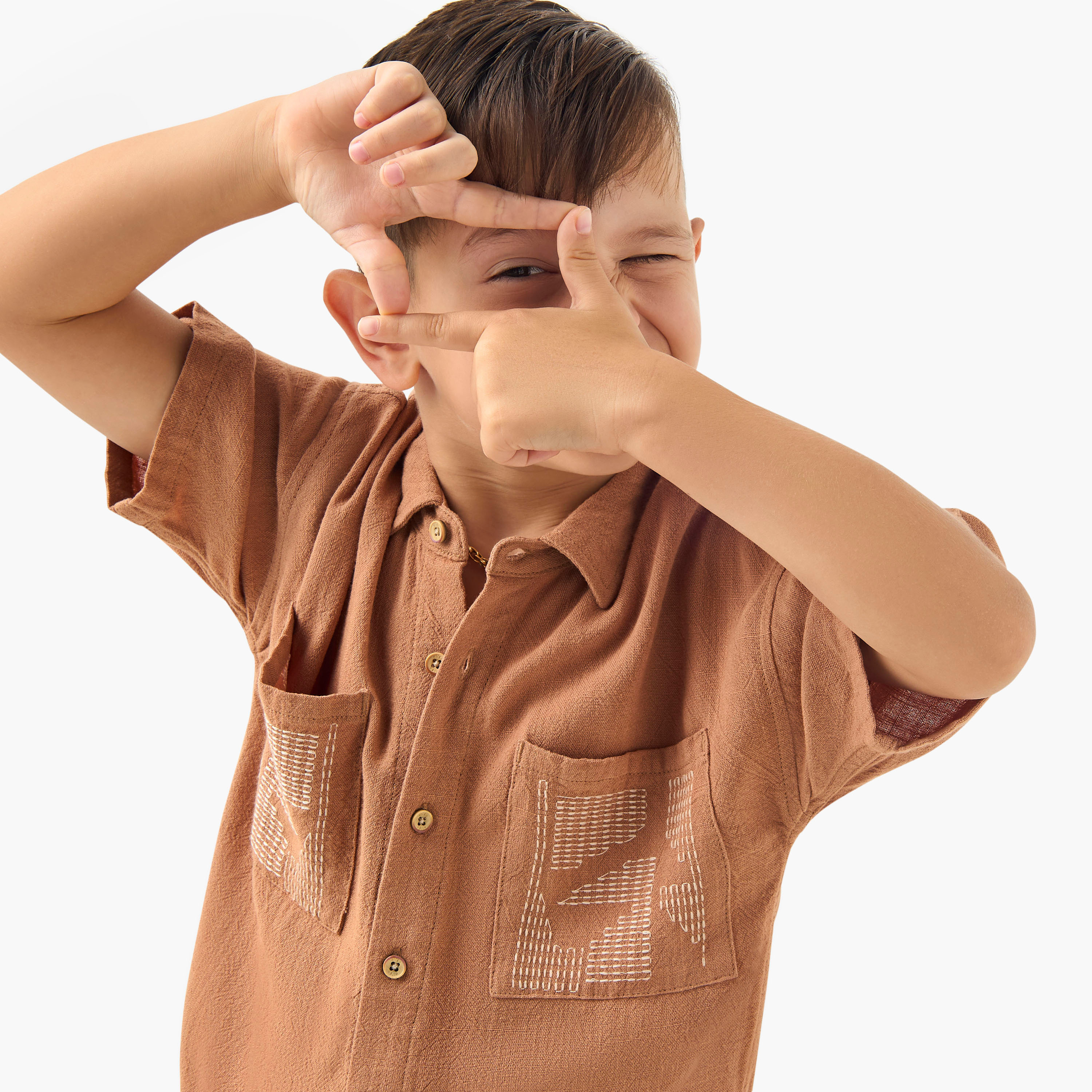 Eligo Textured Short Sleeves Shirt and Shorts Set-boys-clothing-setsandcoords-image-6