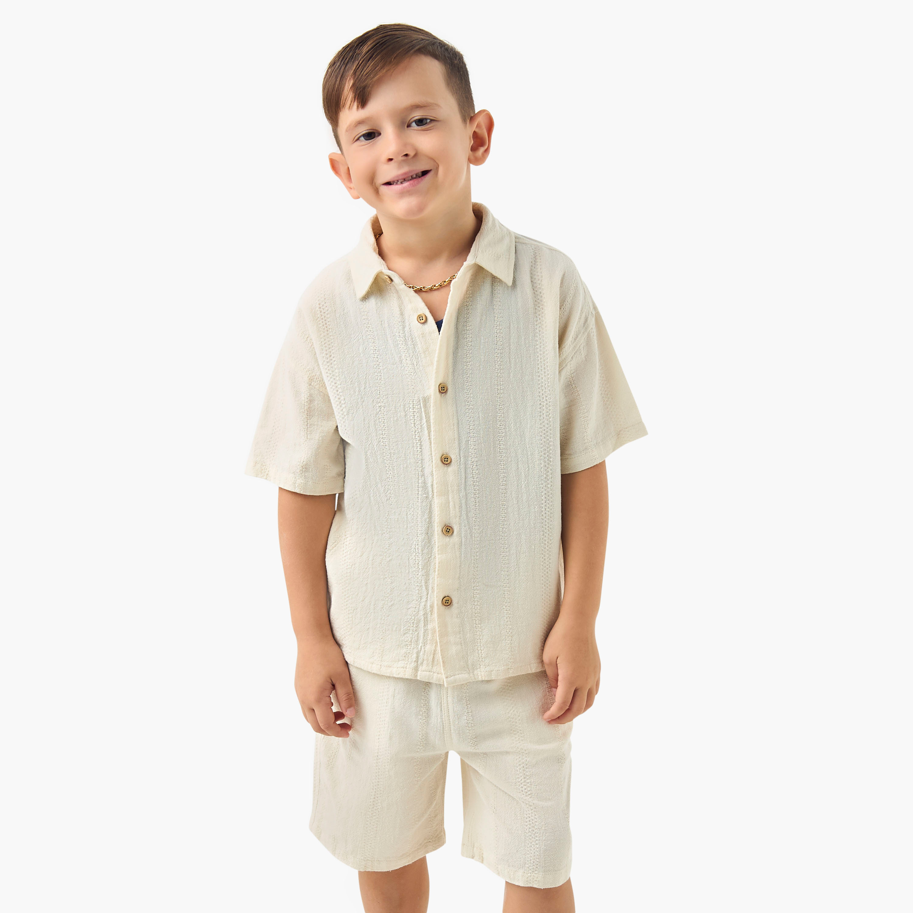 Eligo Textured Shirt and Elasticated Shorts Set-baby-boys-clothing-setsandcoords-image-3