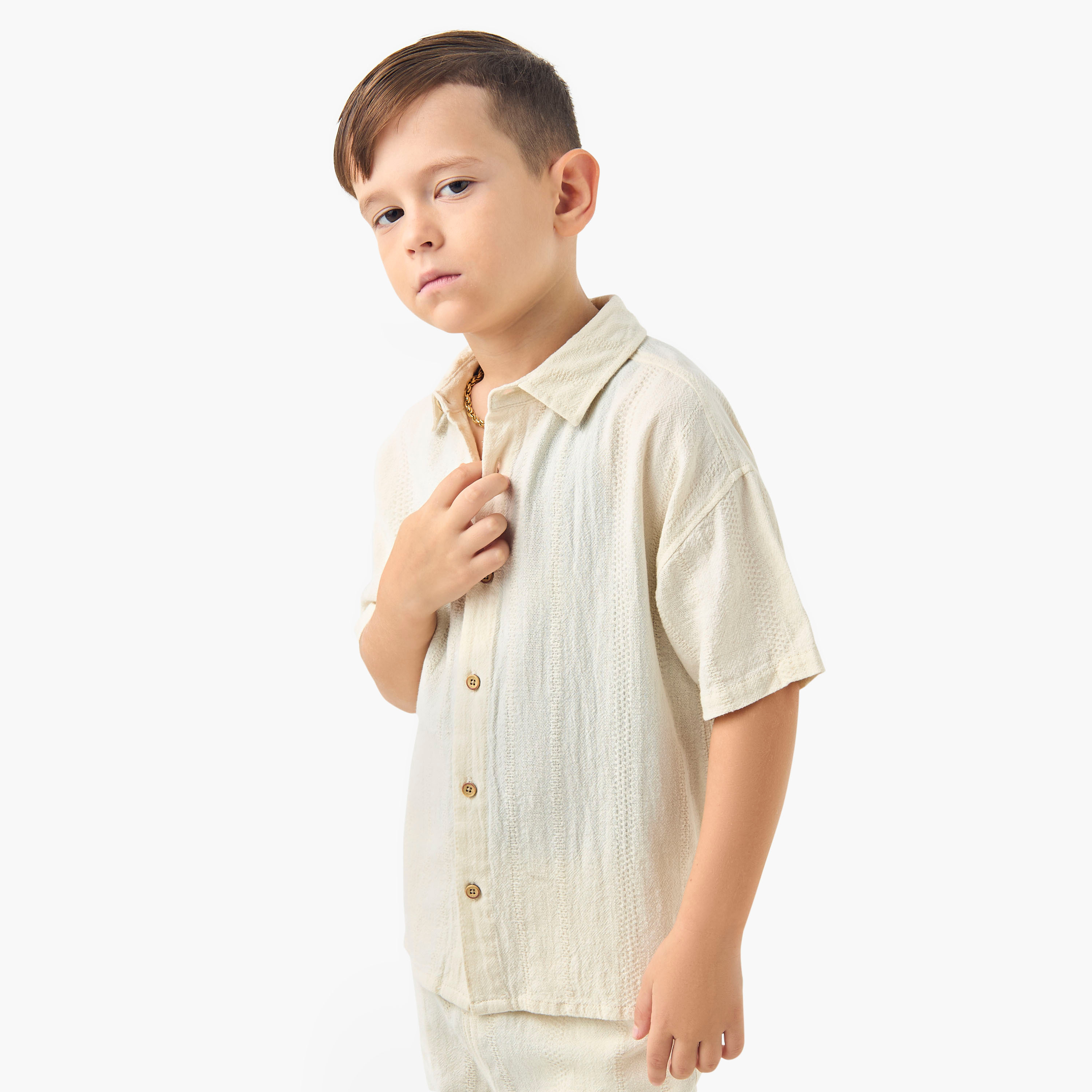 Eligo Textured Shirt and Elasticated Shorts Set-baby-boys-clothing-setsandcoords-image-4