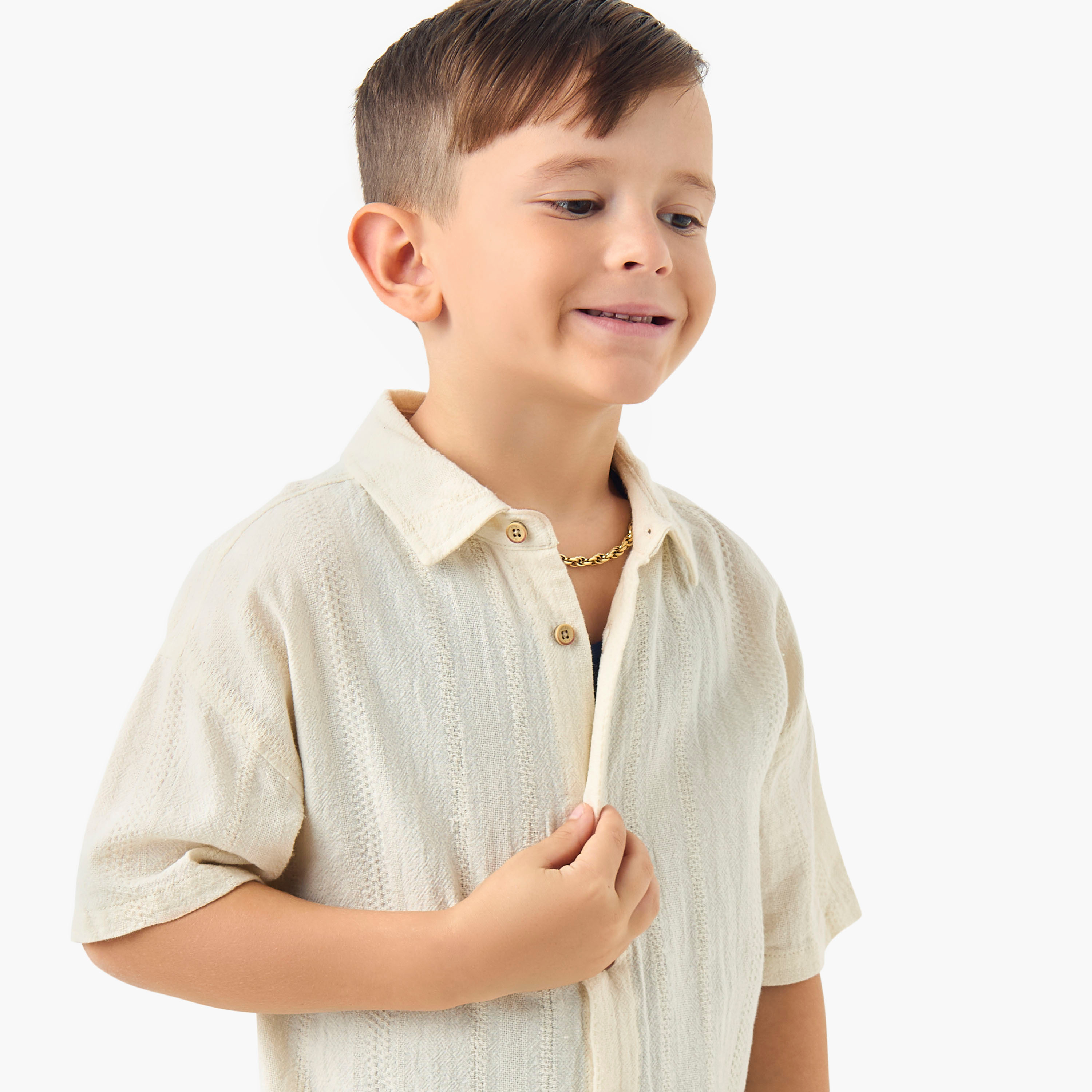 Eligo Textured Shirt and Elasticated Shorts Set-baby-boys-clothing-setsandcoords-image-6