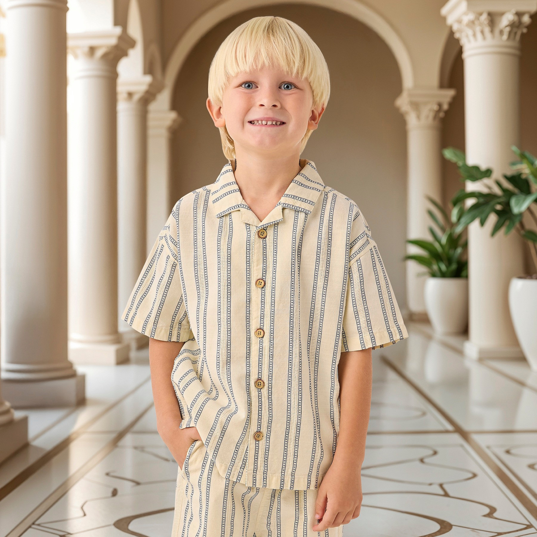Eligo Striped Short Sleeves Shirt and Shorts Set-baby-boys-clothing-setsandcoords-image-2