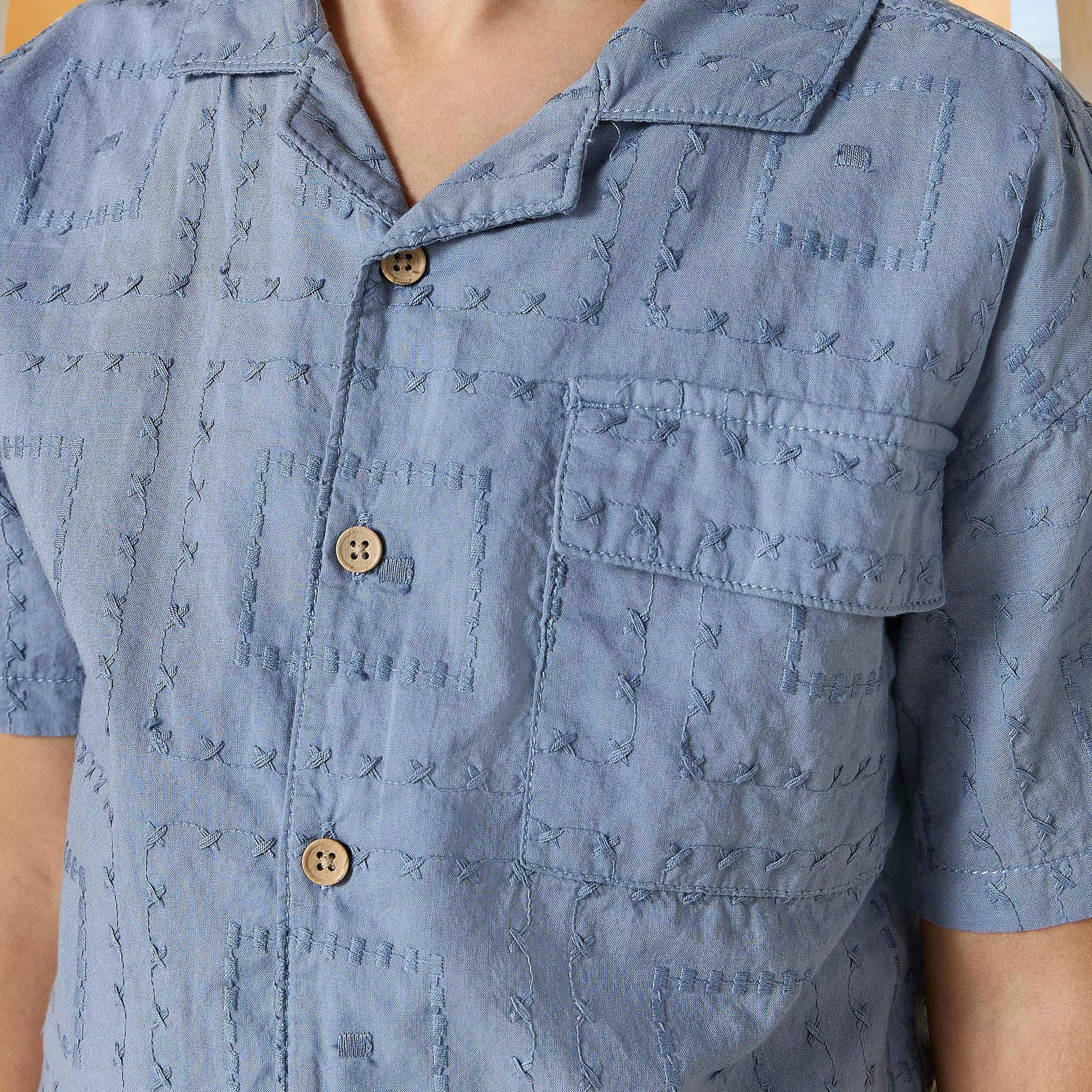 Eligo Embroidered Camp Collar Shirt and Shorts Set-boys-clothing-setsandcoords-image-6