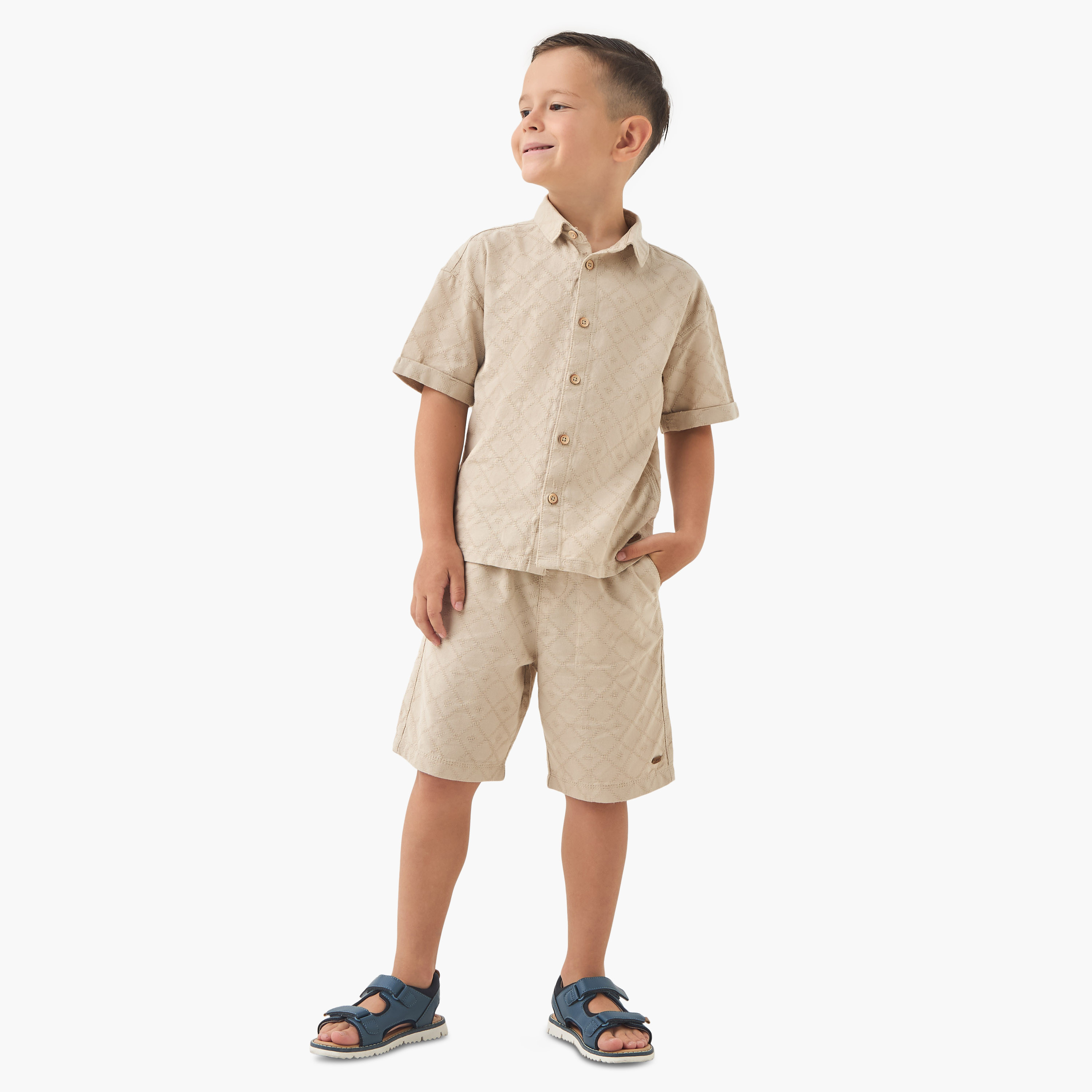 Eligo Textured Shirt and Shorts Set-baby-boys-clothing-setsandcoords-image-1