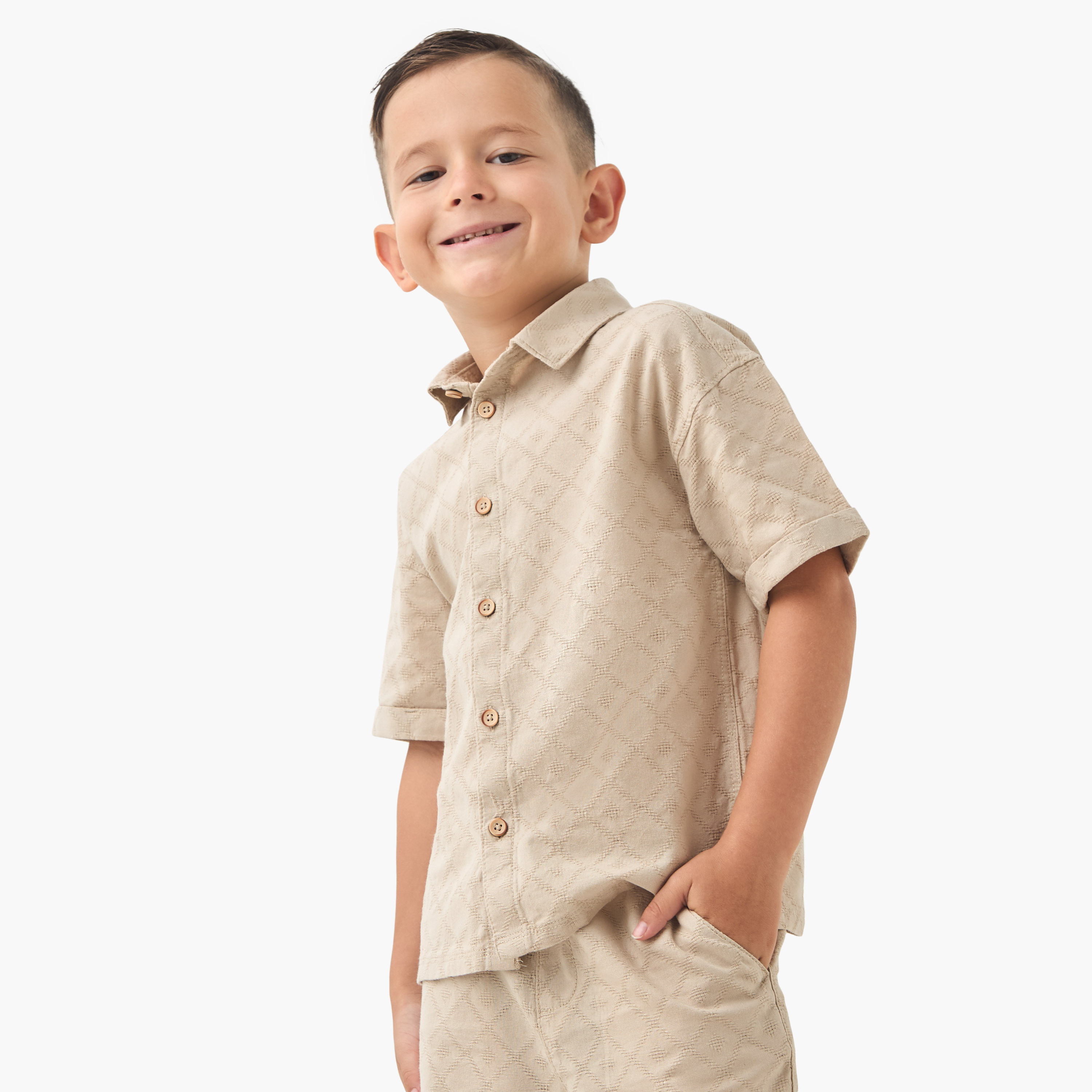 Eligo Textured Shirt and Shorts Set-baby-boys-clothing-setsandcoords-image-2