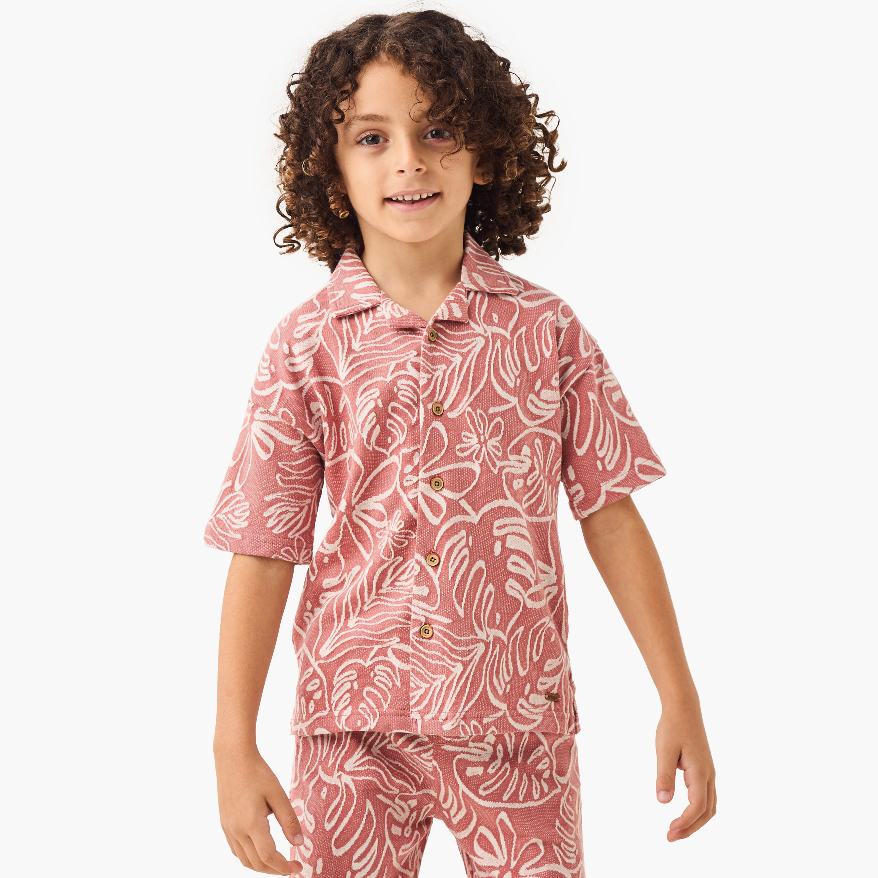 Eligo All-Over Tropical Detail Shirt and Shorts Set-boys-clothing-setsandcoords-image-2