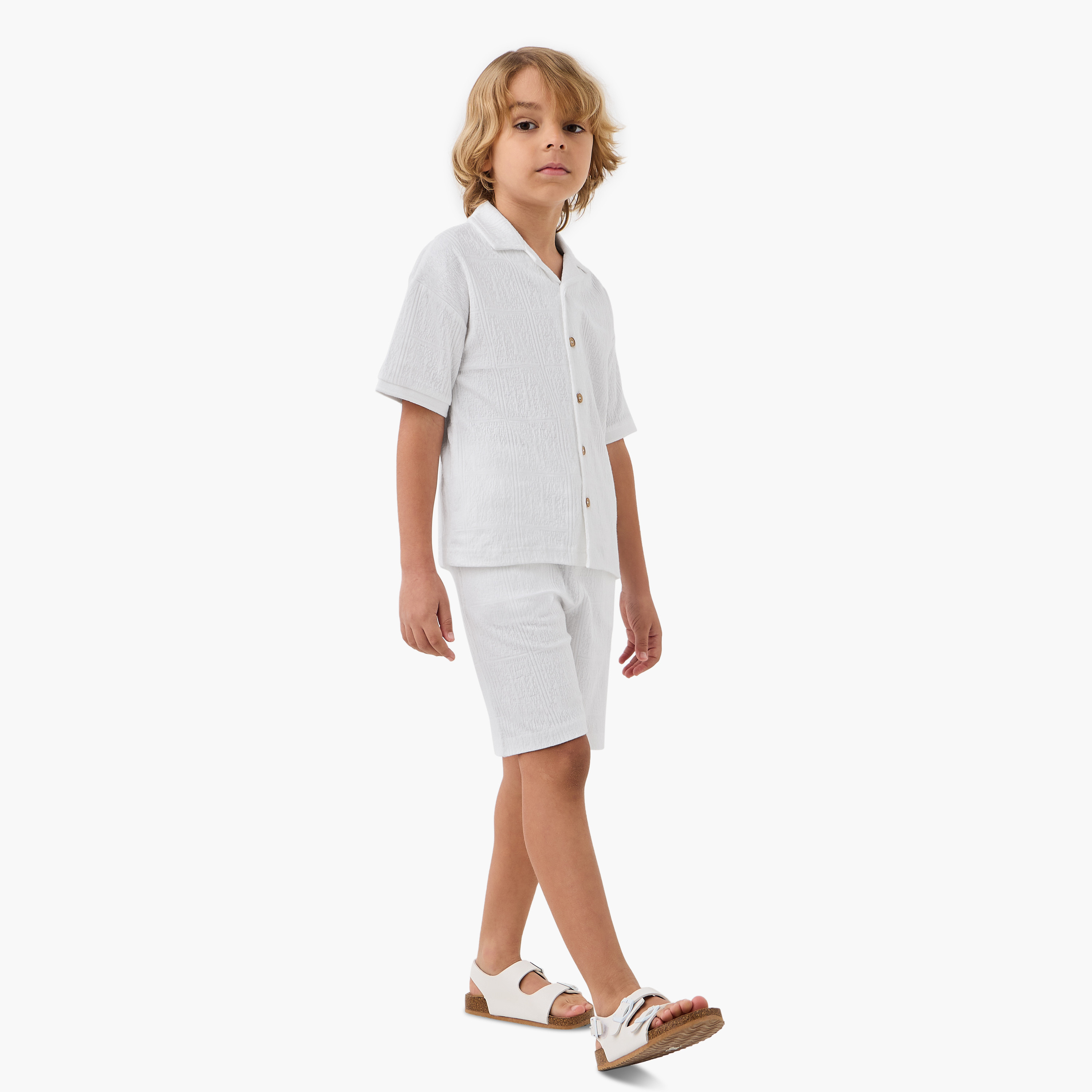 Eligo Textured Camp Collar Shirt and Shorts Set-baby-boys-clothing-setsandcoords-image-1