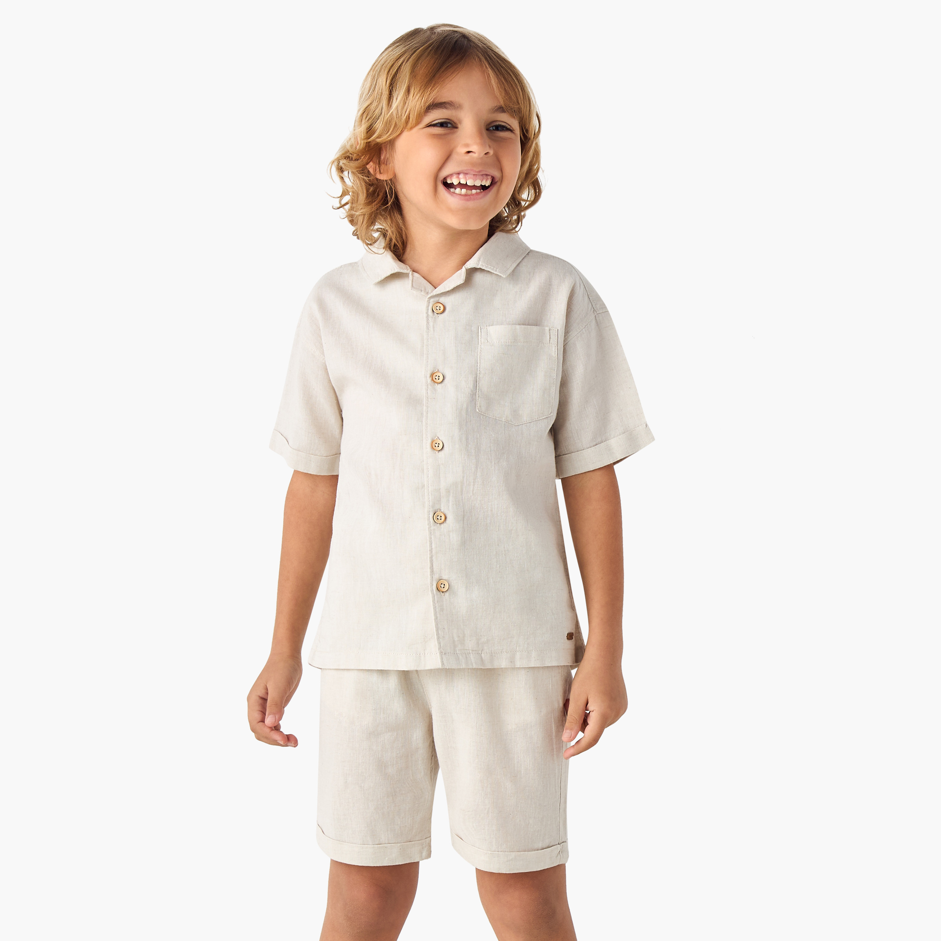 Eligo Solid Short Sleeves Shirt and Shorts Set-baby-boys-clothing-setsandcoords-image-1