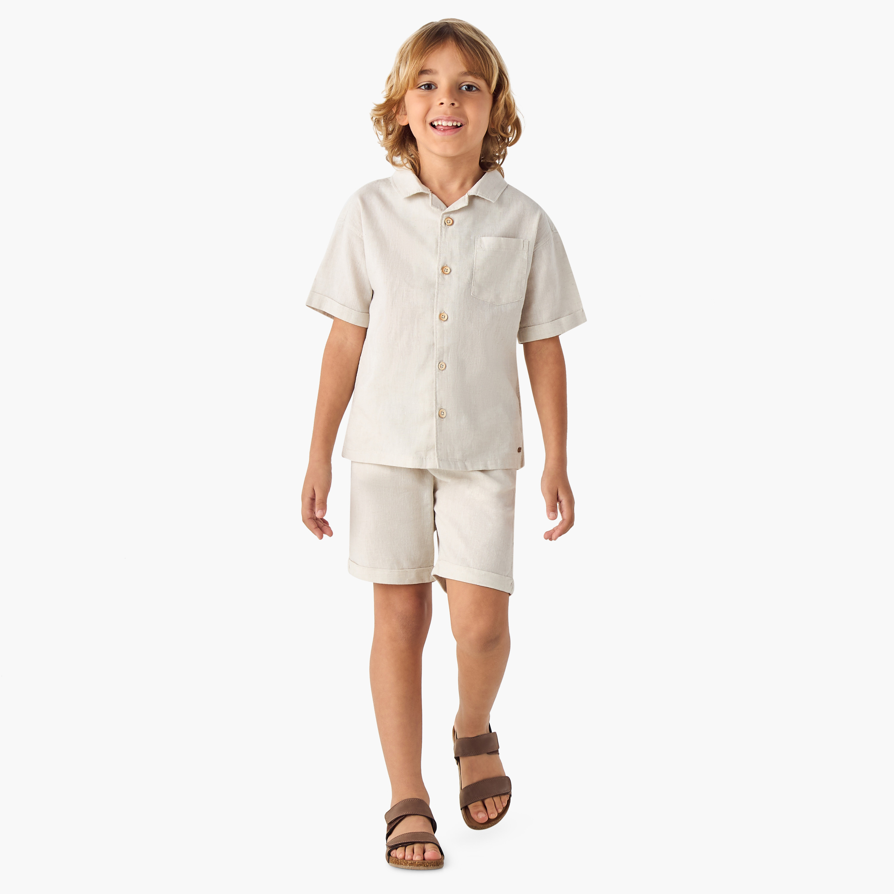 Eligo Solid Short Sleeves Shirt and Shorts Set-baby-boys-clothing-setsandcoords-image-2
