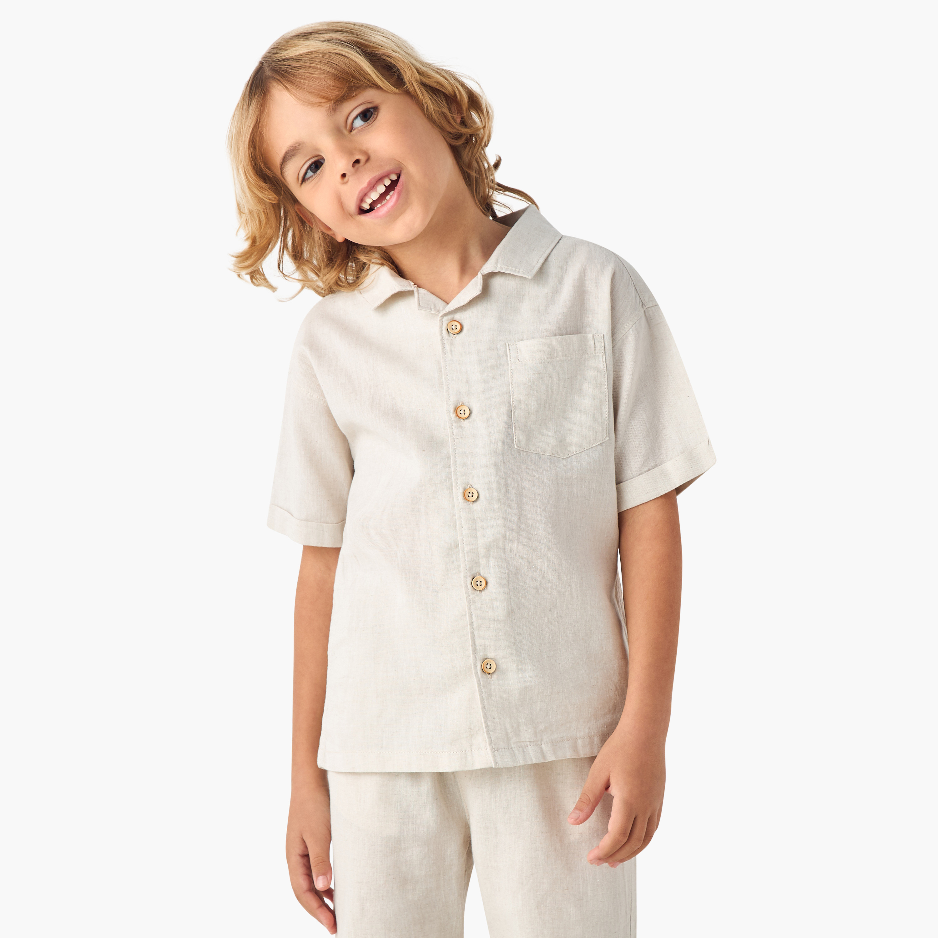 Eligo Solid Short Sleeves Shirt and Shorts Set-baby-boys-clothing-setsandcoords-image-4