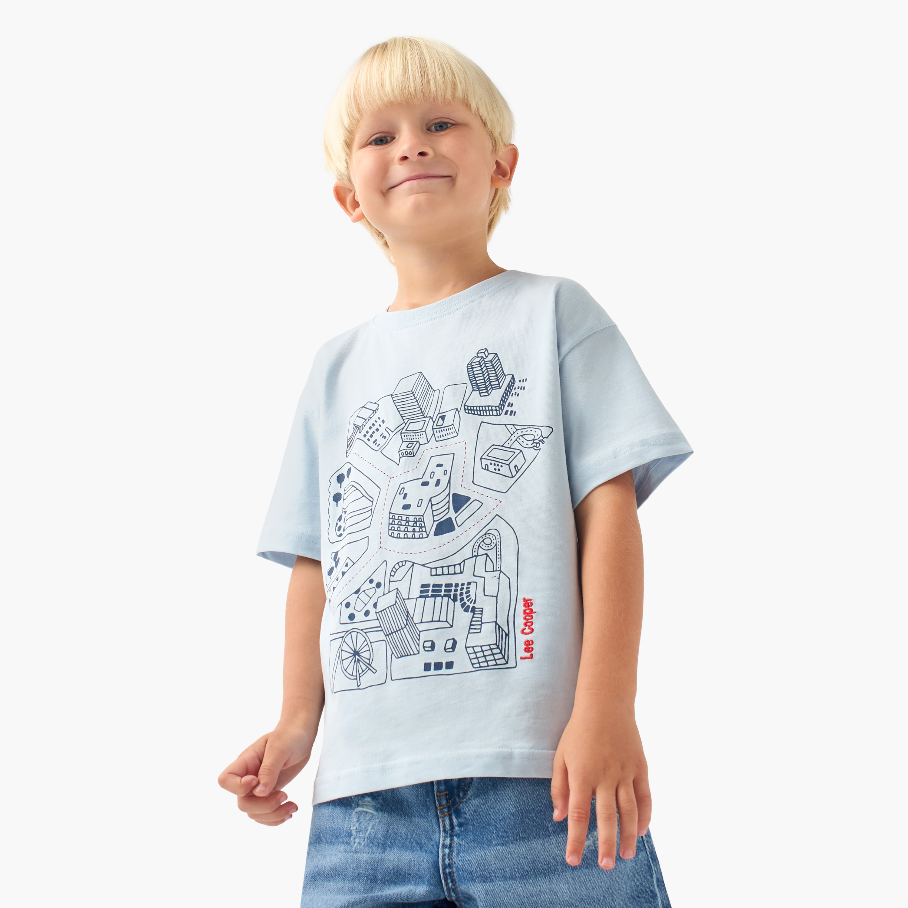 Lee Cooper Printed T-shirt with Crew Neck and Short Sleeves-boys-clothing-tshirtsandpolos-image-1