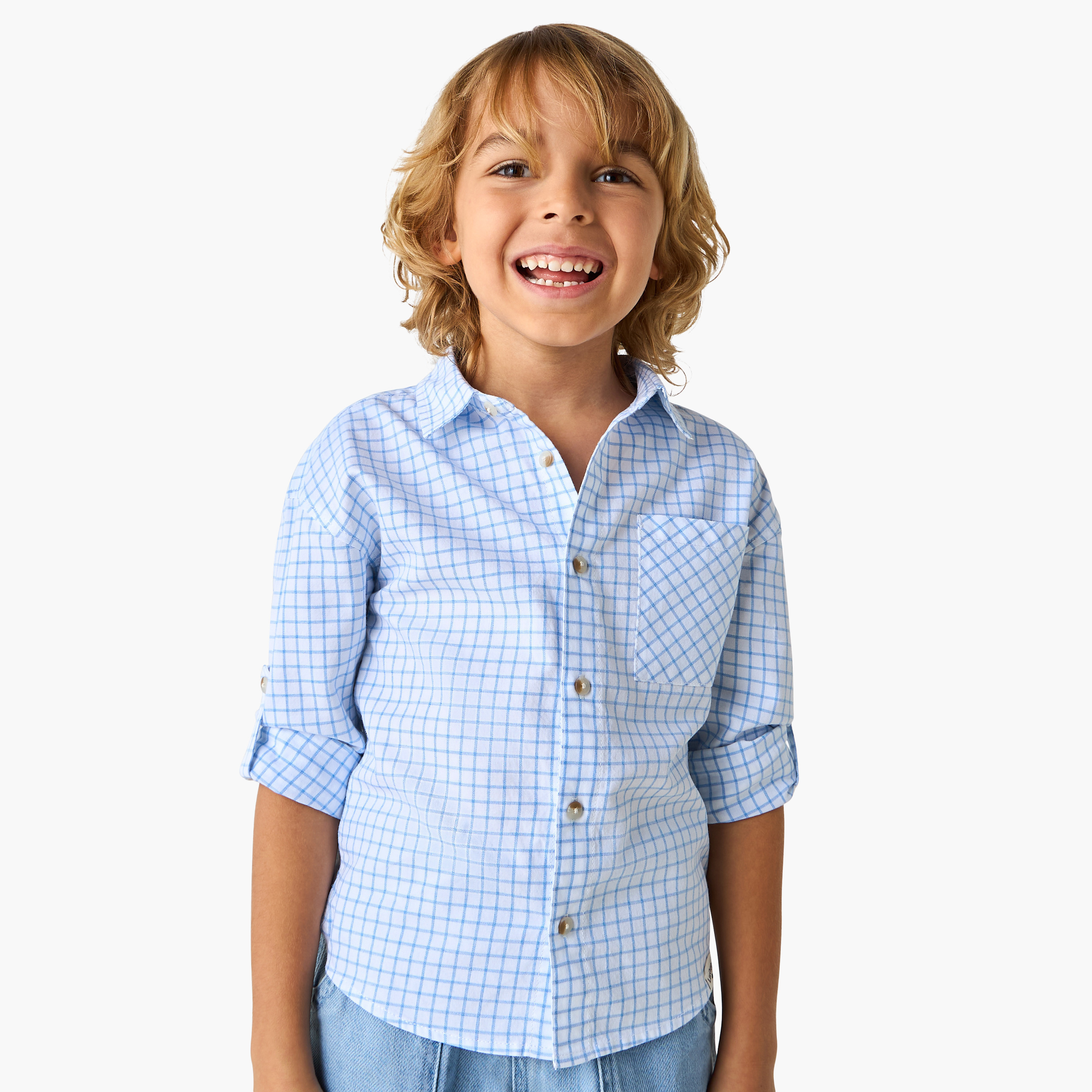 Lee Cooper Checked Shirt with Long Sleeves-boys-clothing-shirts-image-1