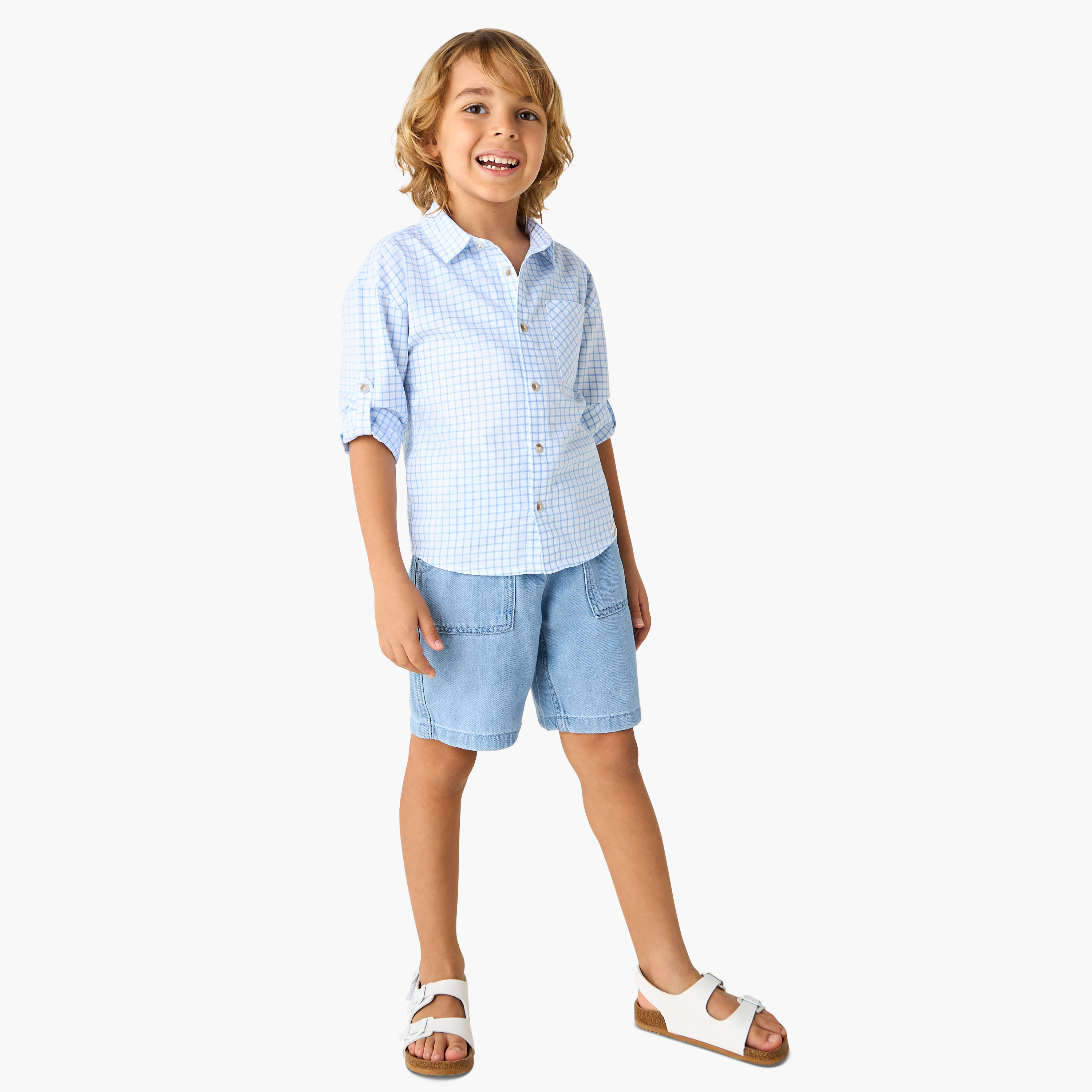 Lee Cooper Checked Shirt with Long Sleeves-boys-clothing-shirts-image-2