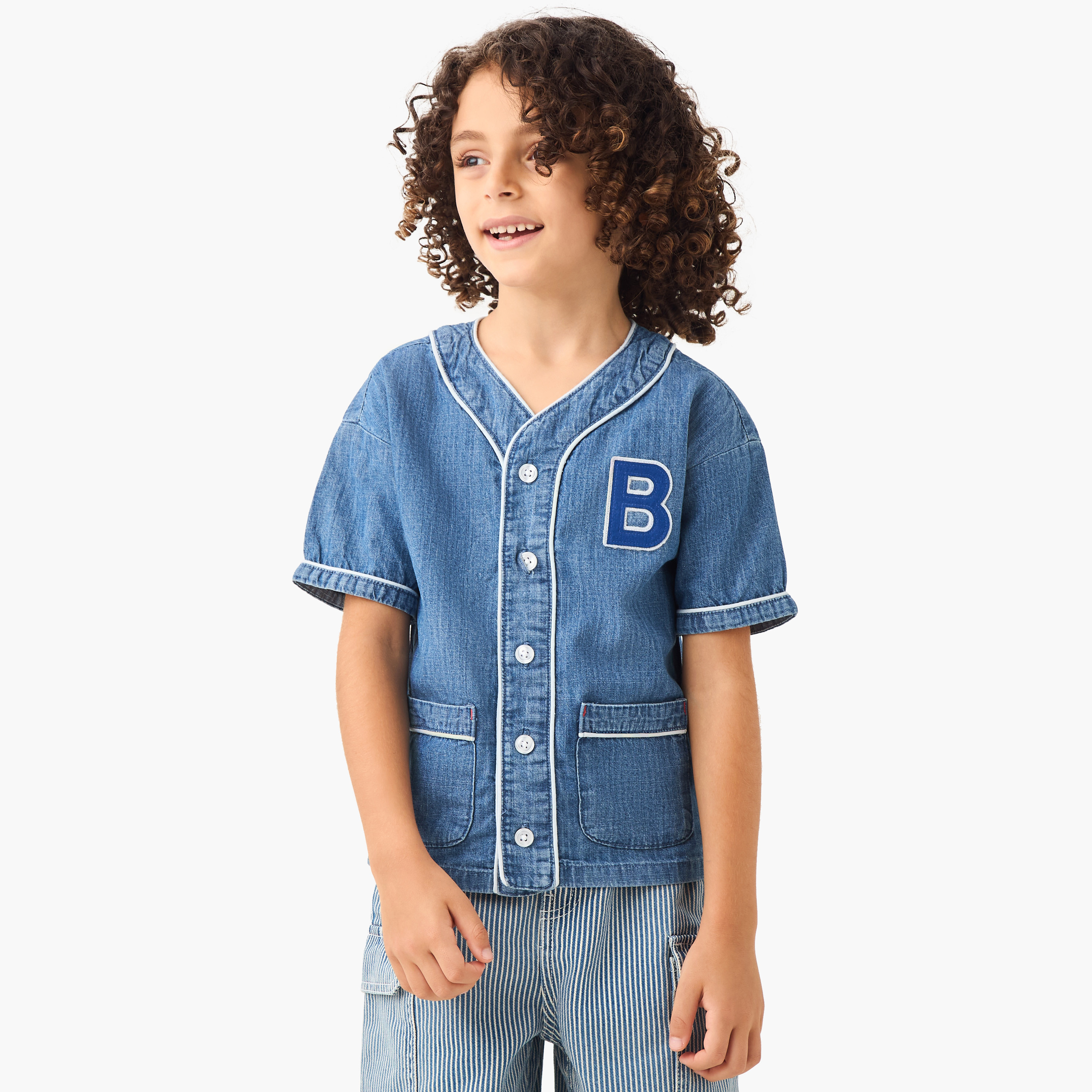 Lee Cooper Boys' Applique Detail Baseball Shirt with Short Sleeves-boys-clothing-shirts-image-1