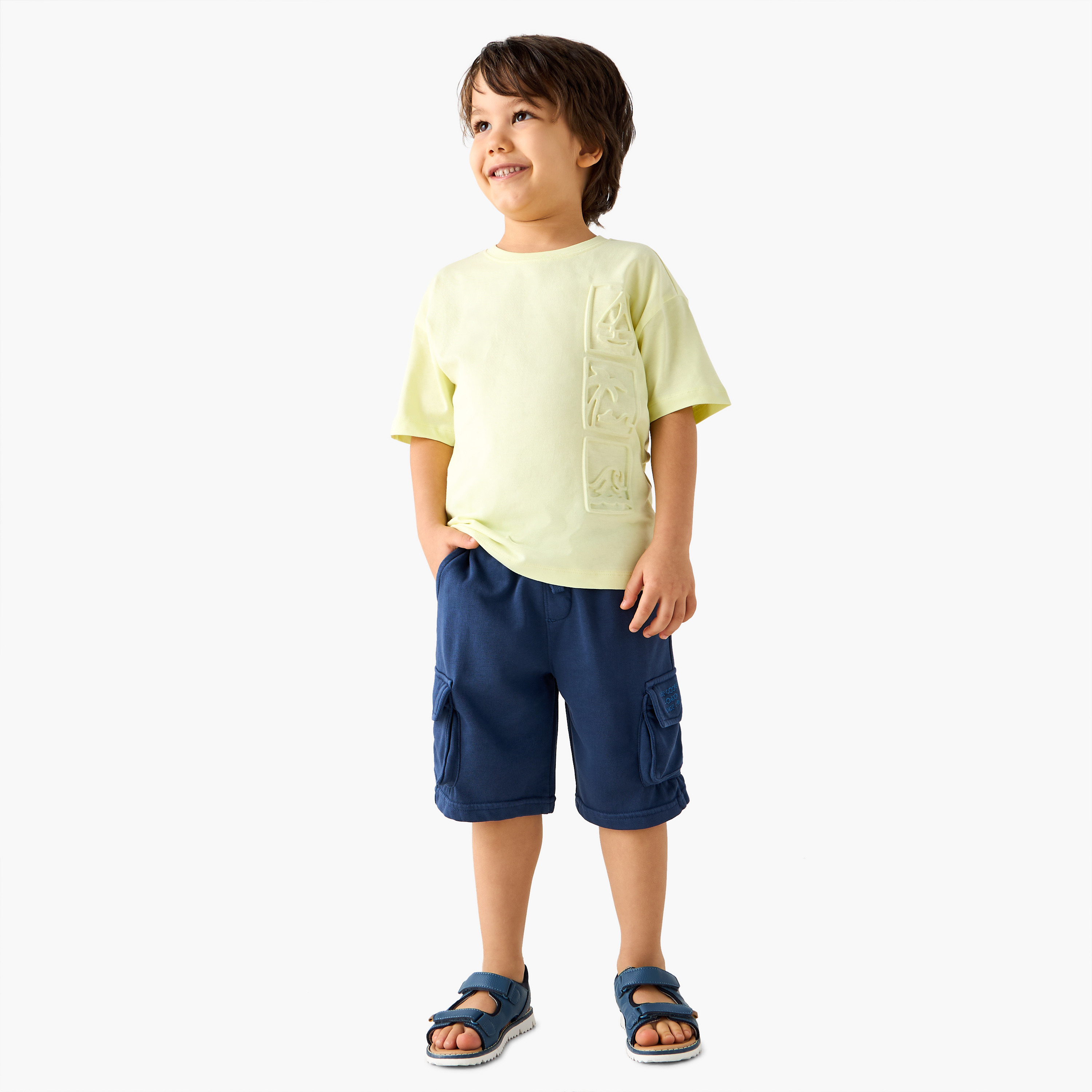 Lee Cooper Solid Shorts with Pockets and Drawstring Closure-boys-clothing-bottoms-shorts-image-2