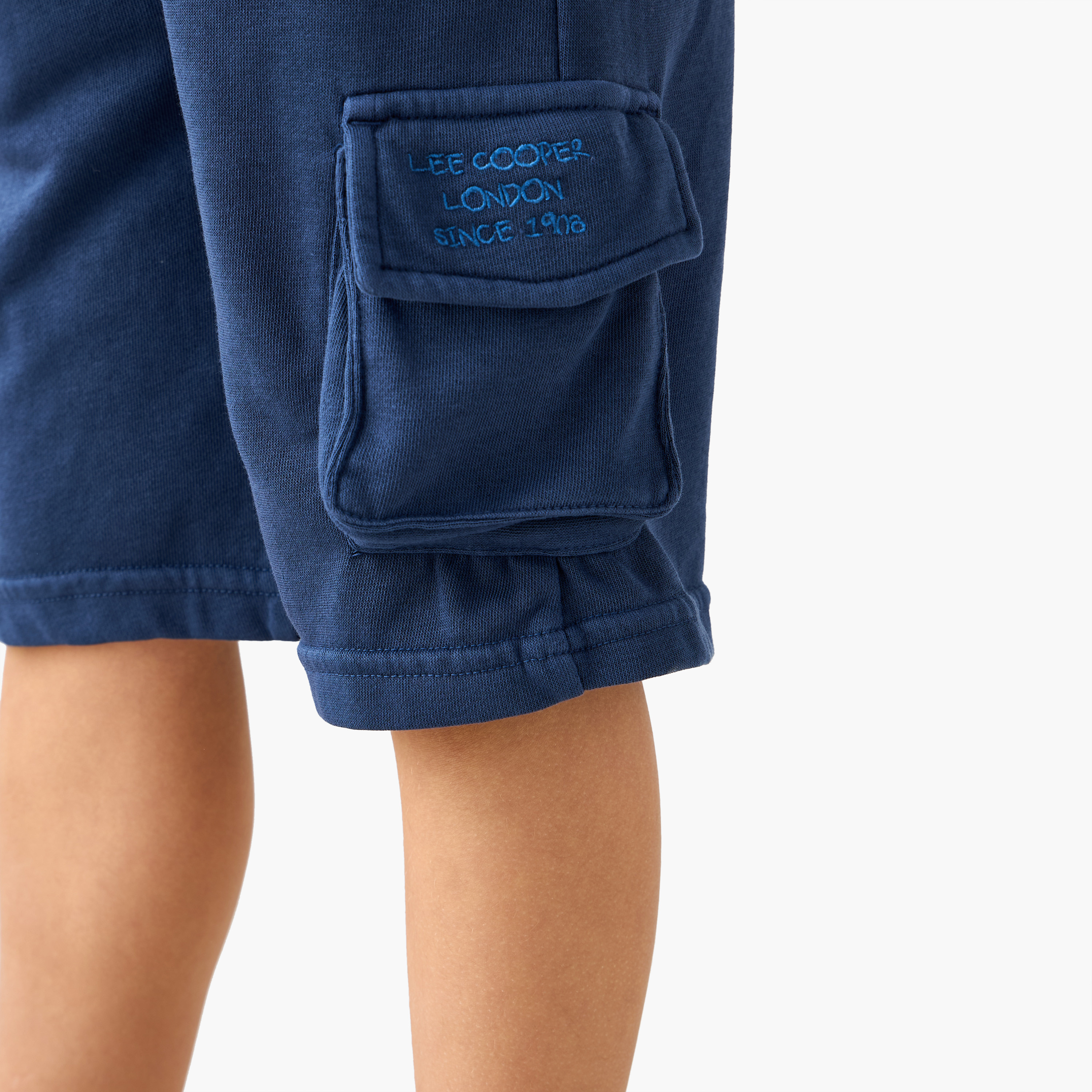 Lee Cooper Solid Shorts with Pockets and Drawstring Closure-boys-clothing-bottoms-shorts-image-4