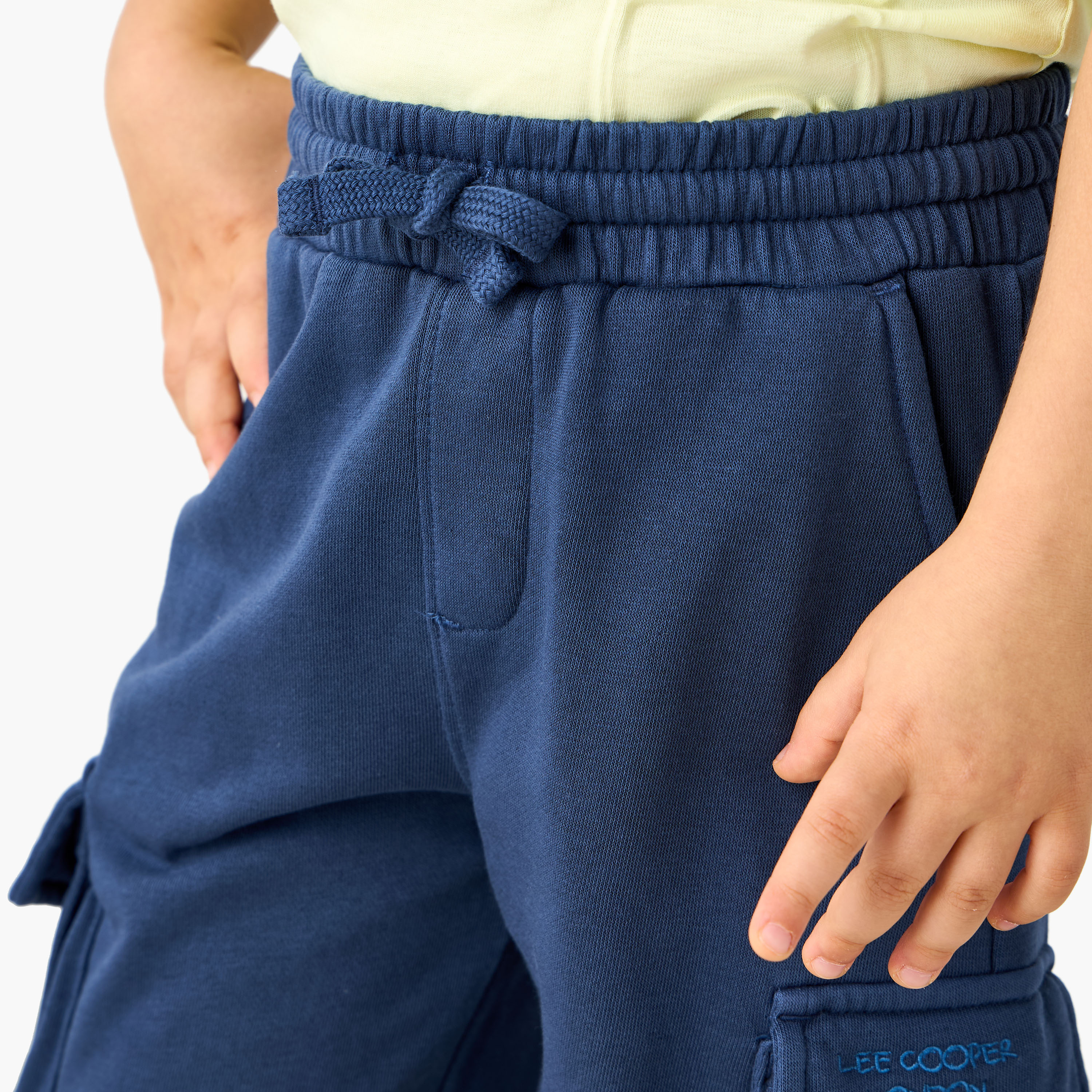 Lee Cooper Solid Shorts with Pockets and Drawstring Closure-boys-clothing-bottoms-shorts-image-5