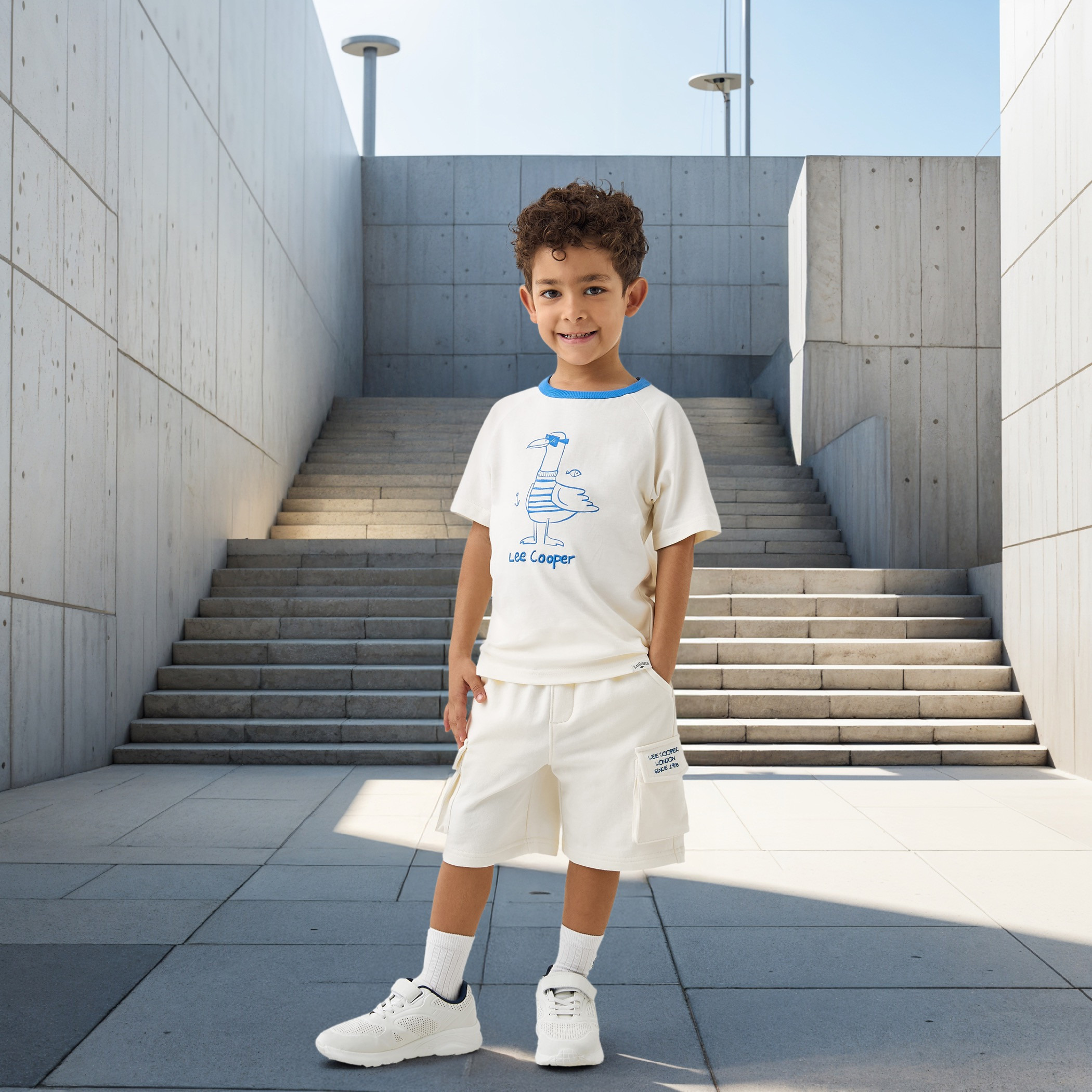 Lee Cooper Ribbed Shorts with Drawstring Closure and Pockets-boys-clothing-bottoms-shorts-image-2