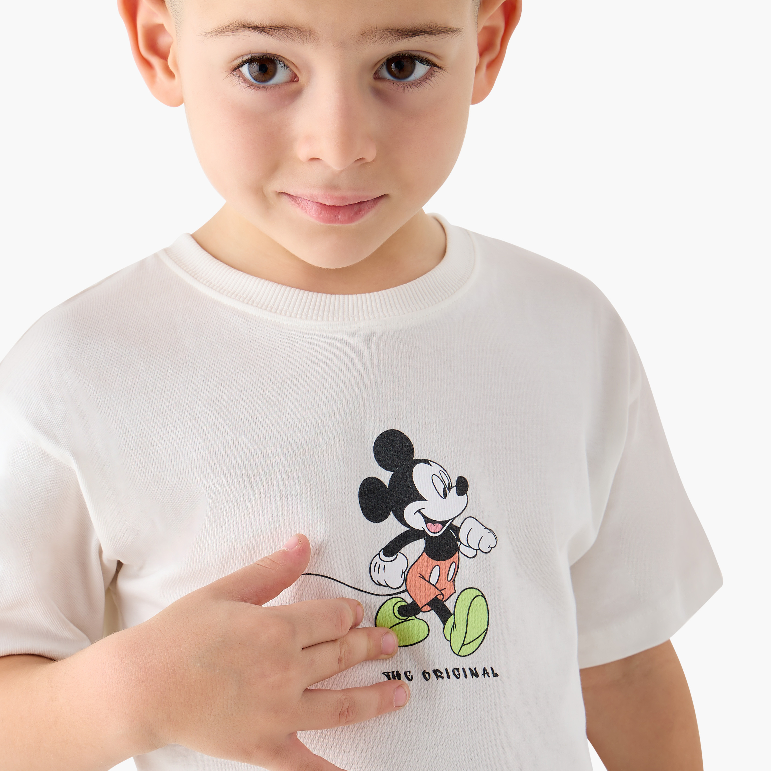 Disney Mickey Mouse Print Crew Neck T-shirt with Short Sleeves-baby-boys-clothing-tshirtsandpolos-image-5