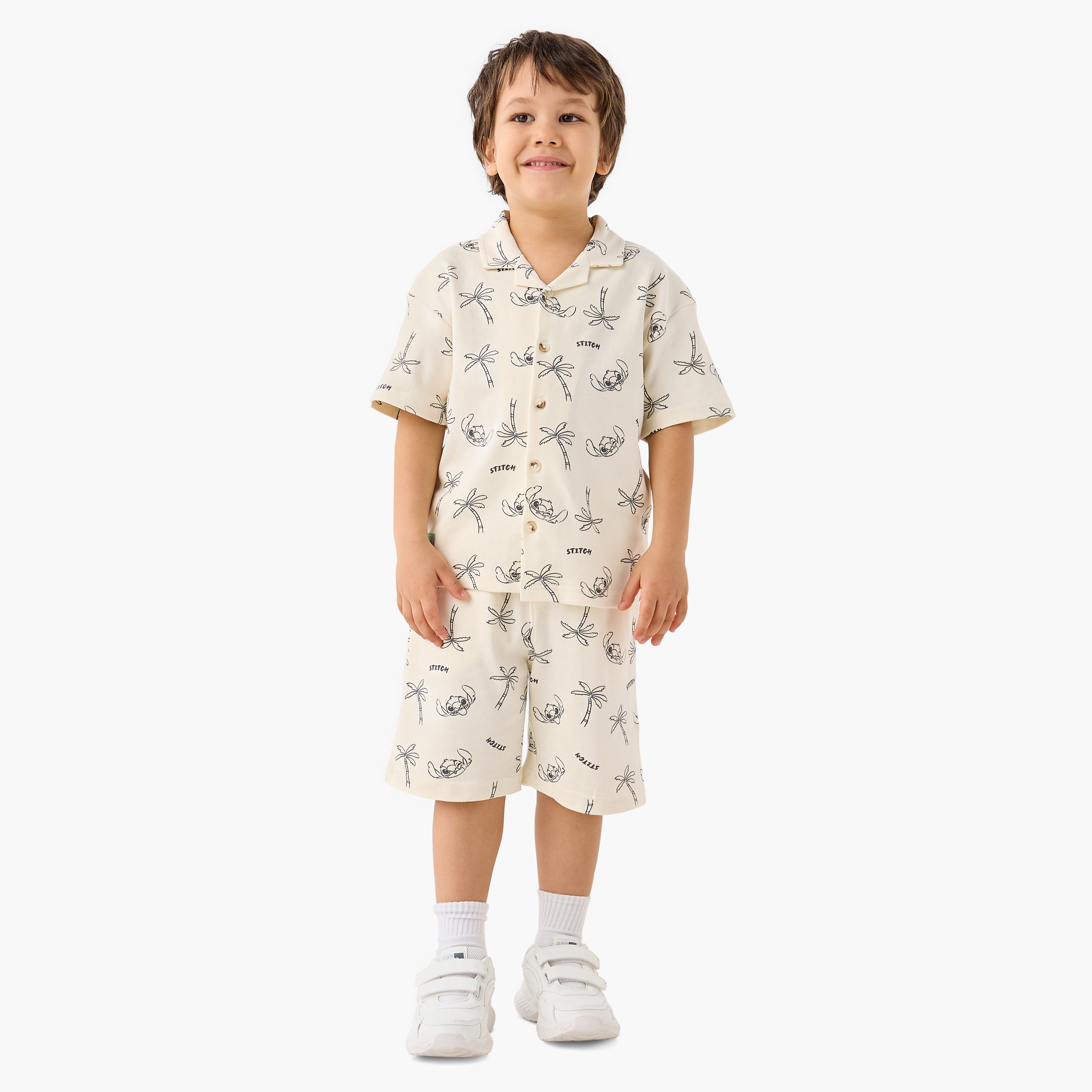 Stitch Print Shirt and Shorts Set-baby-boys-clothing-setsandcoords-image-1