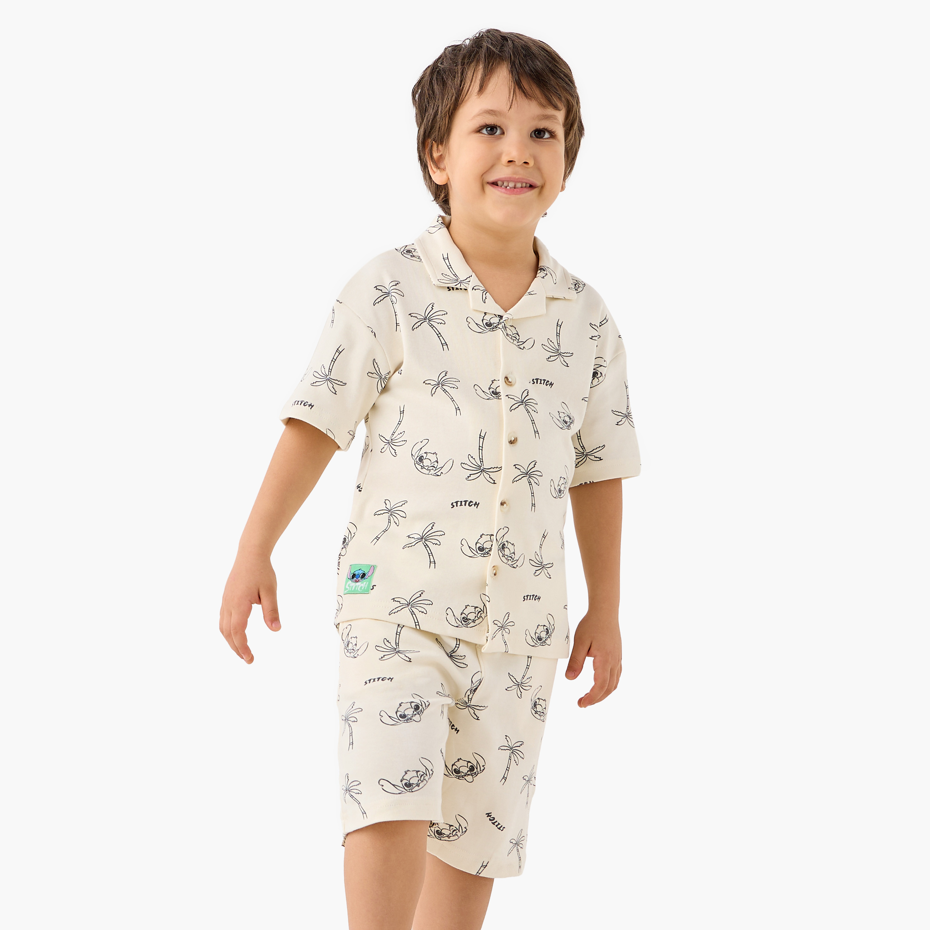 Stitch Print Shirt and Shorts Set-baby-boys-clothing-setsandcoords-image-2