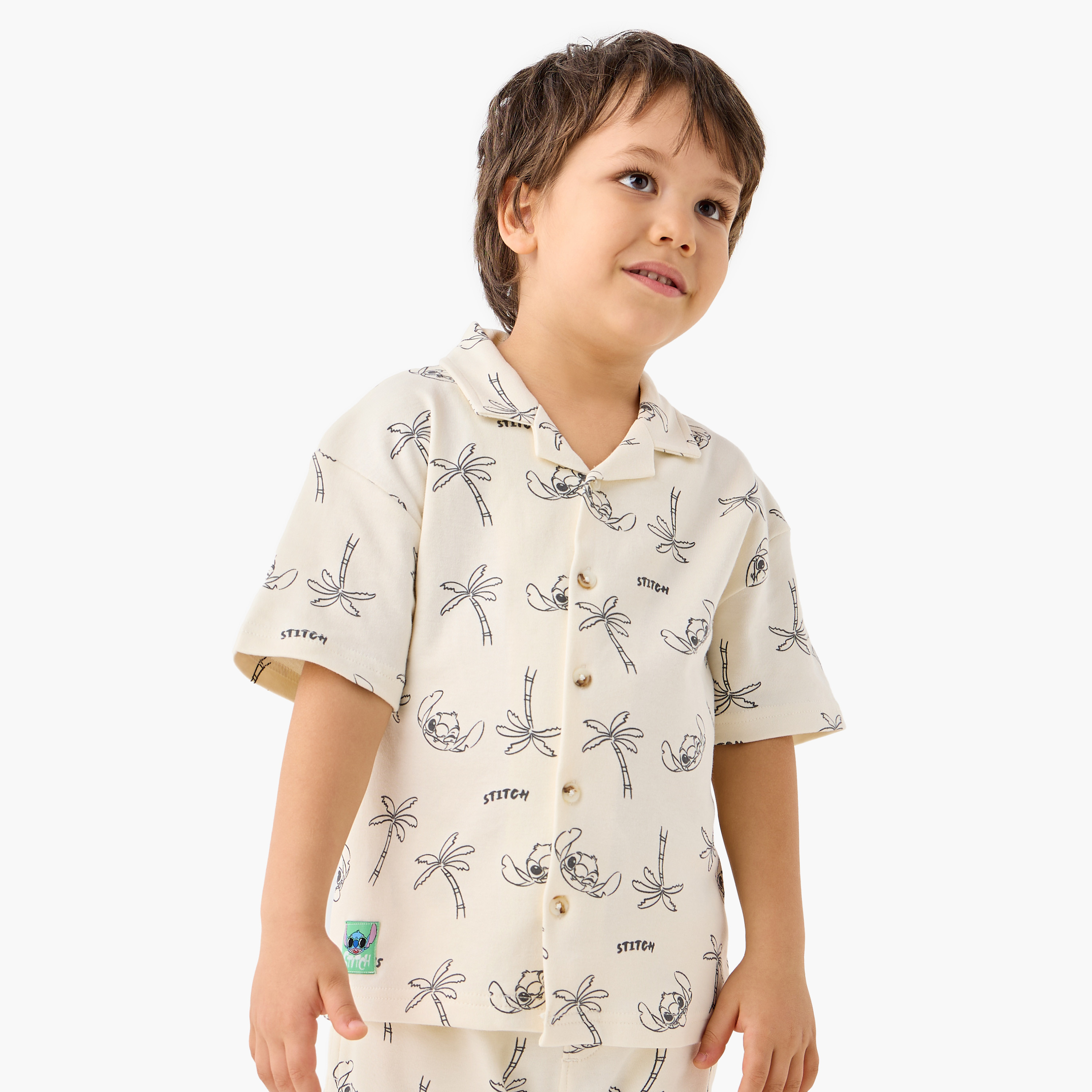 Stitch Print Shirt and Shorts Set-baby-boys-clothing-setsandcoords-image-4