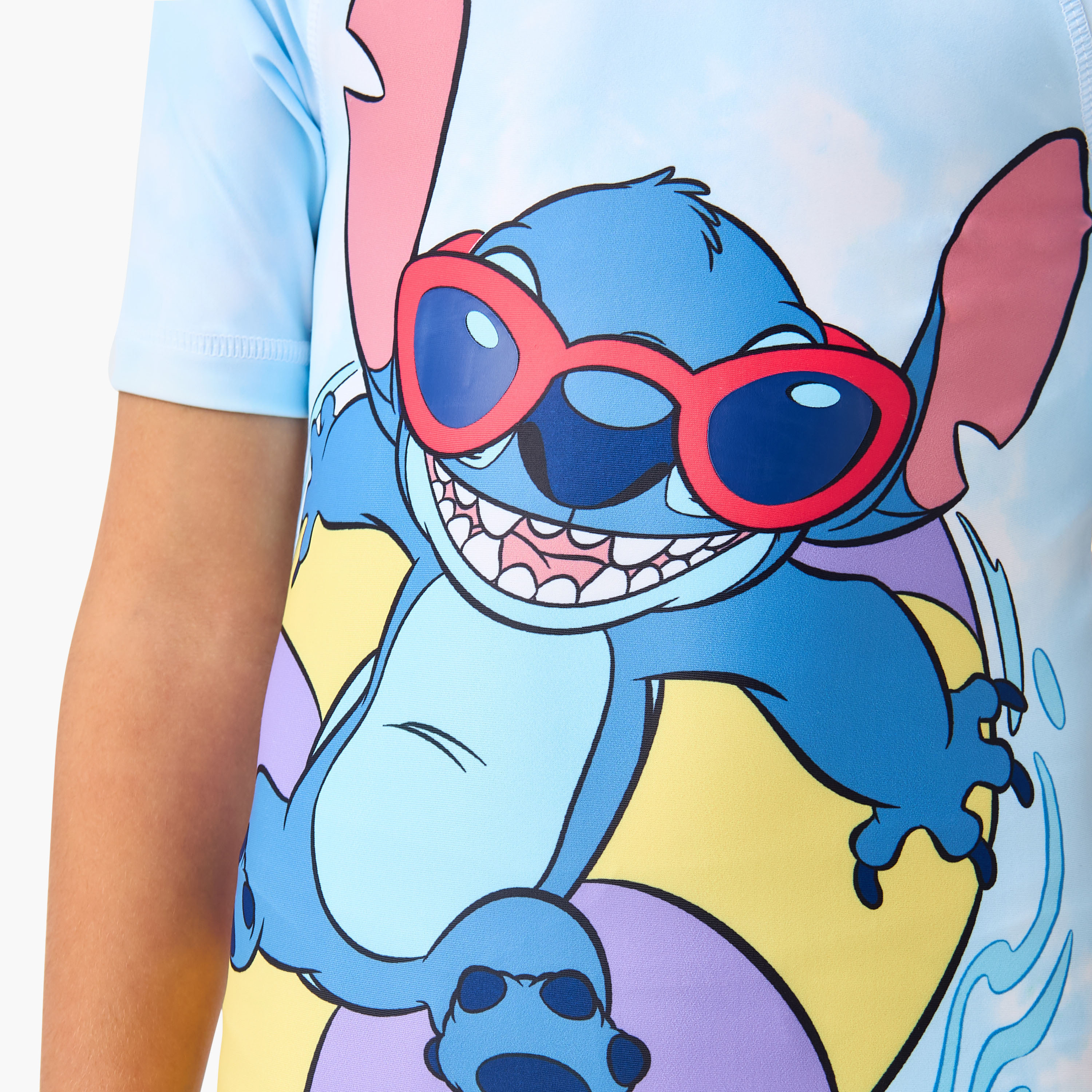 Disney Stitch Print Rashguard with Round Neck and Short Sleeves-sports-boys-clothing-swimwear-image-5